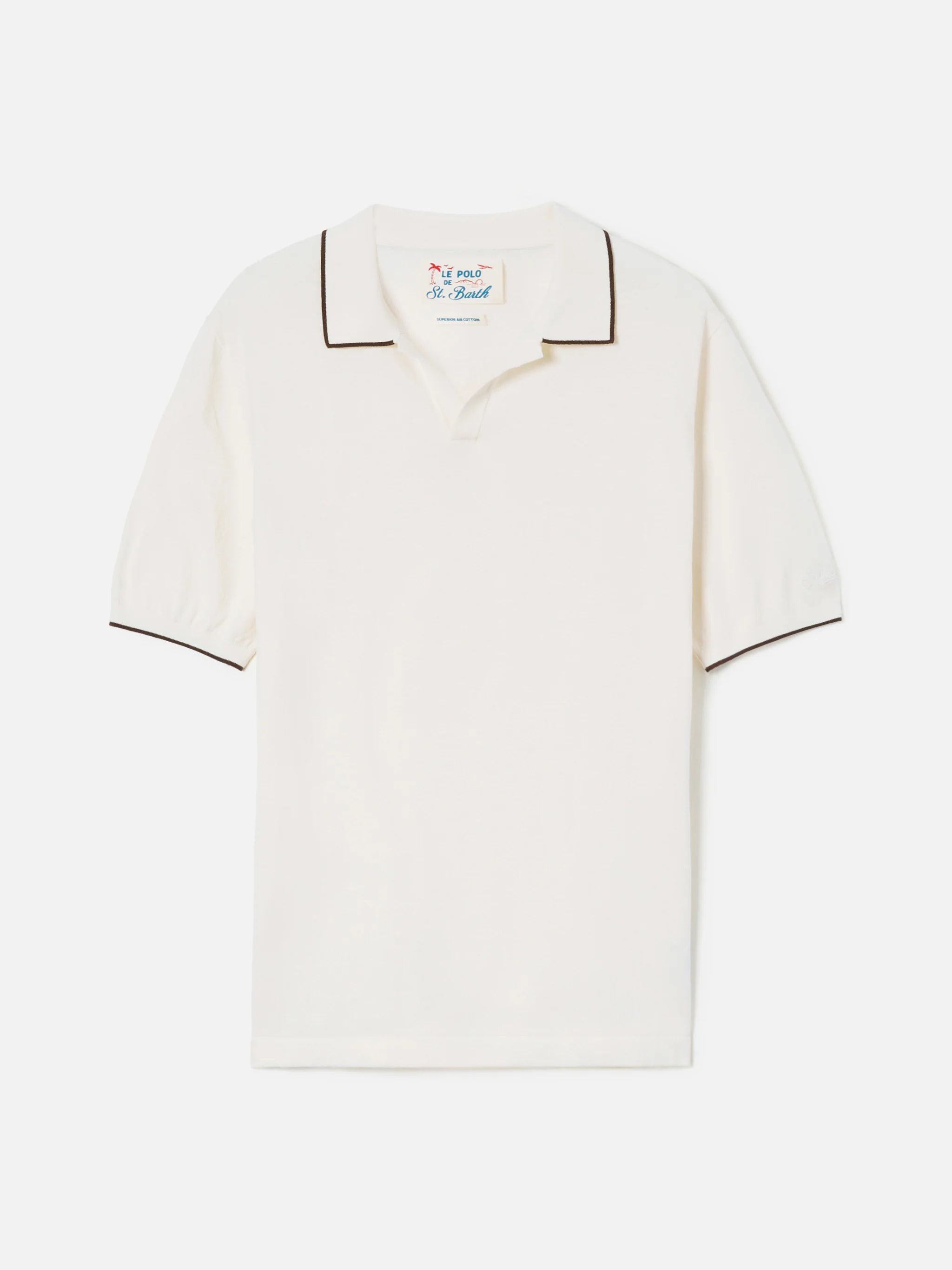 Sloan beige polo in premium high-twist cotton with contrast trims - Image 5
