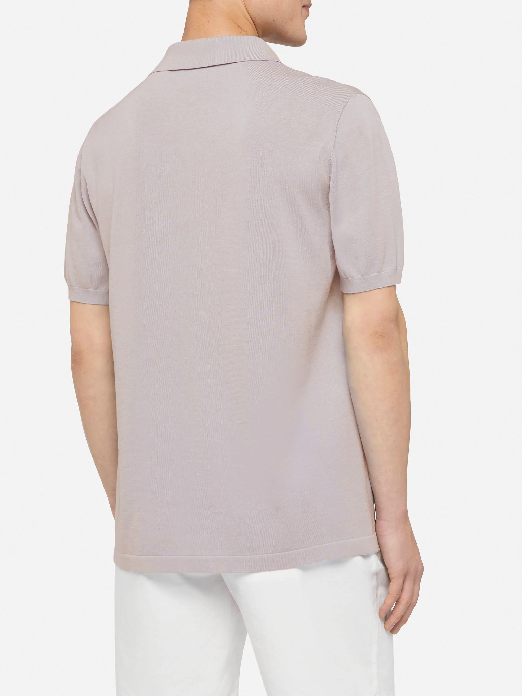 Sloan beige silk cotton knitted polo shirt - Image 3