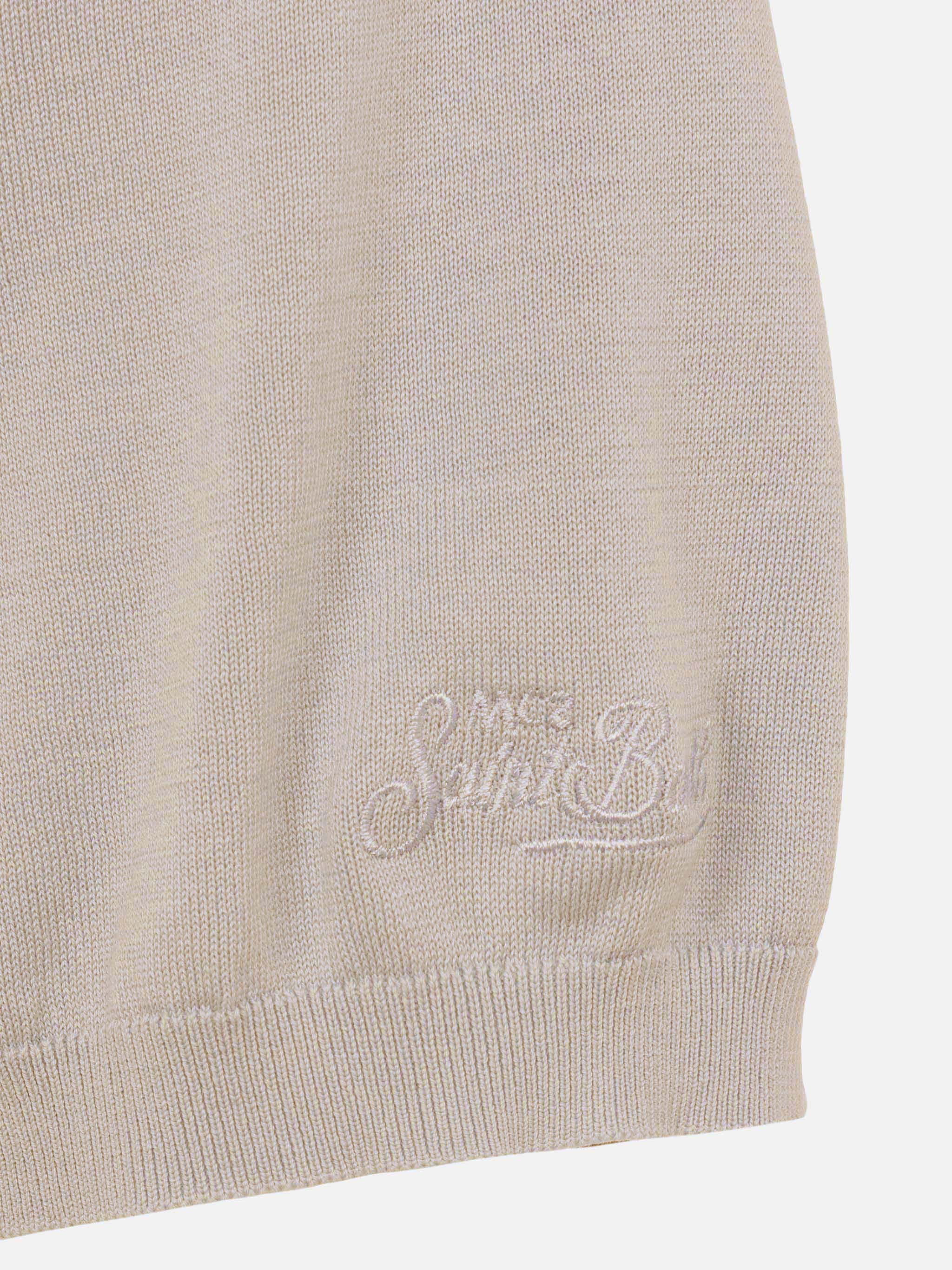 Sloan beige silk cotton knitted polo shirt - Image 7