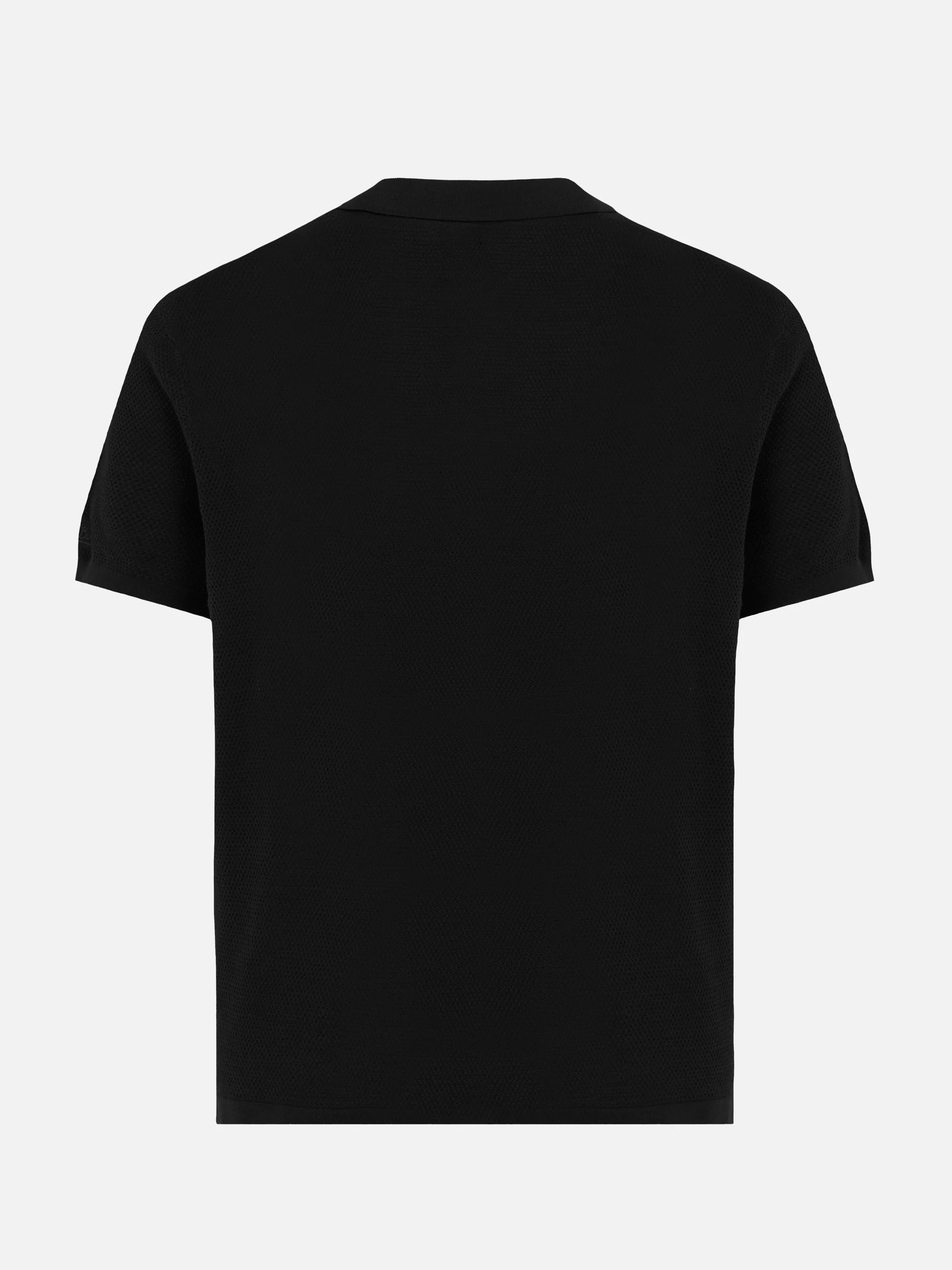 Sloan black silk cotton knitted polo shirt - Image 6