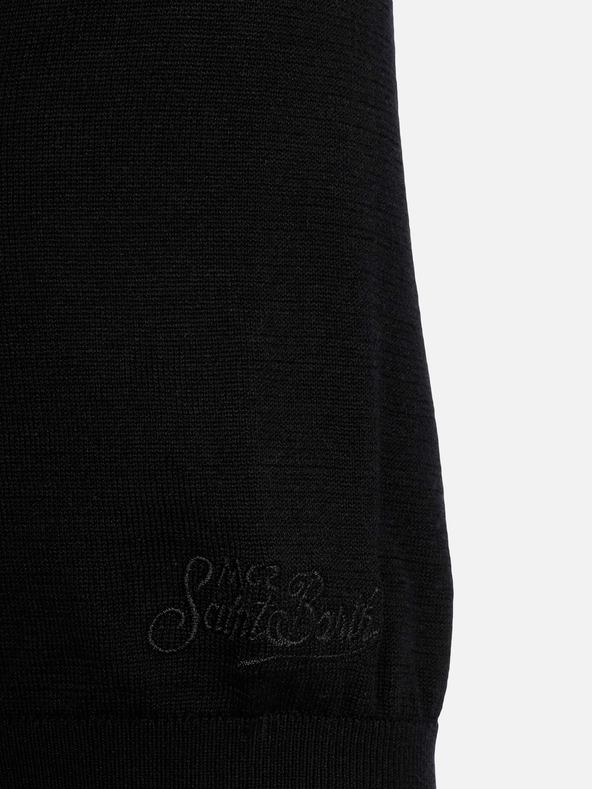 Sloan black silk cotton knitted polo shirt - Image 7