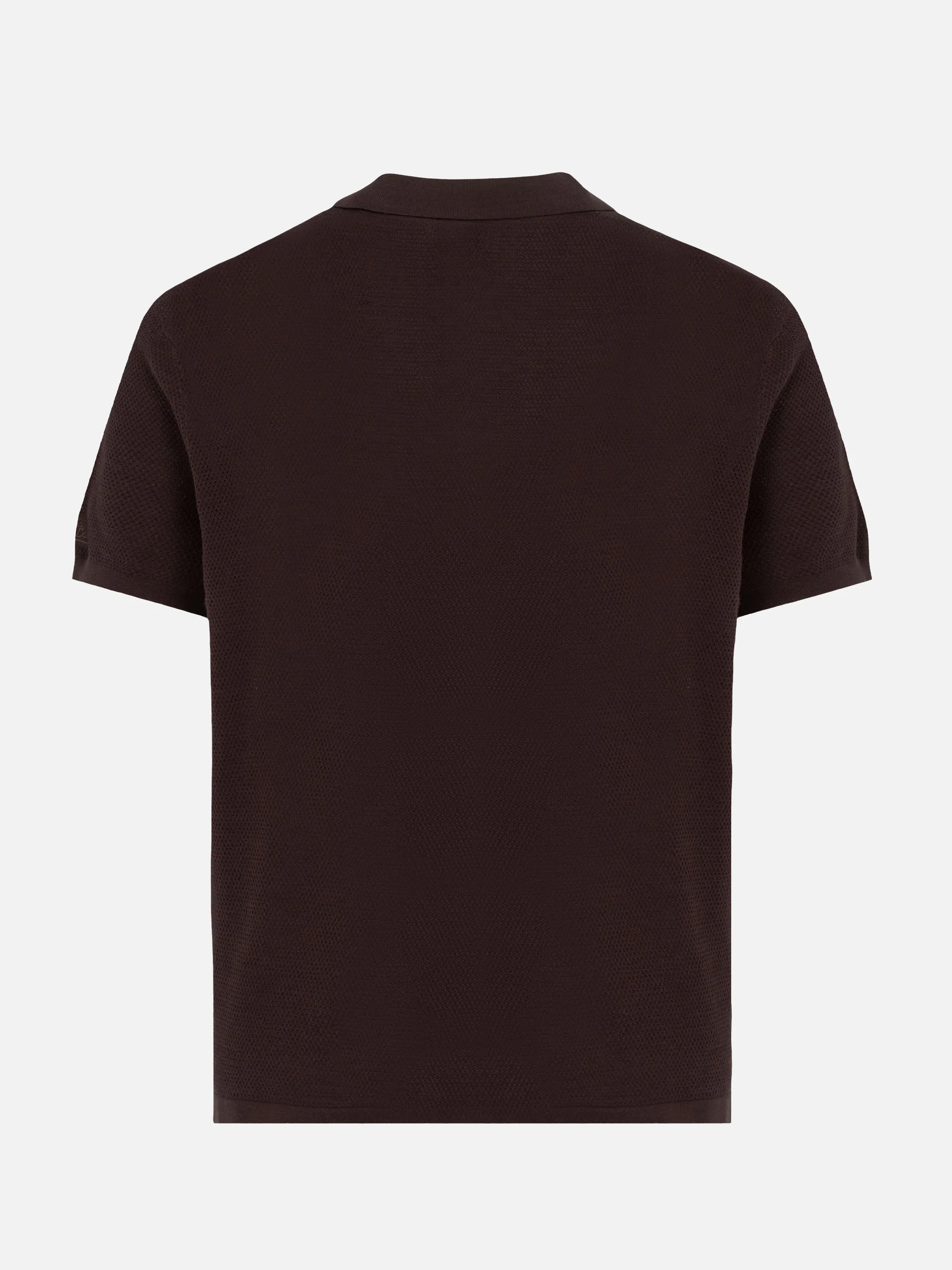 Sloan brown buttonless mesh knitted polo shirt - Image 6