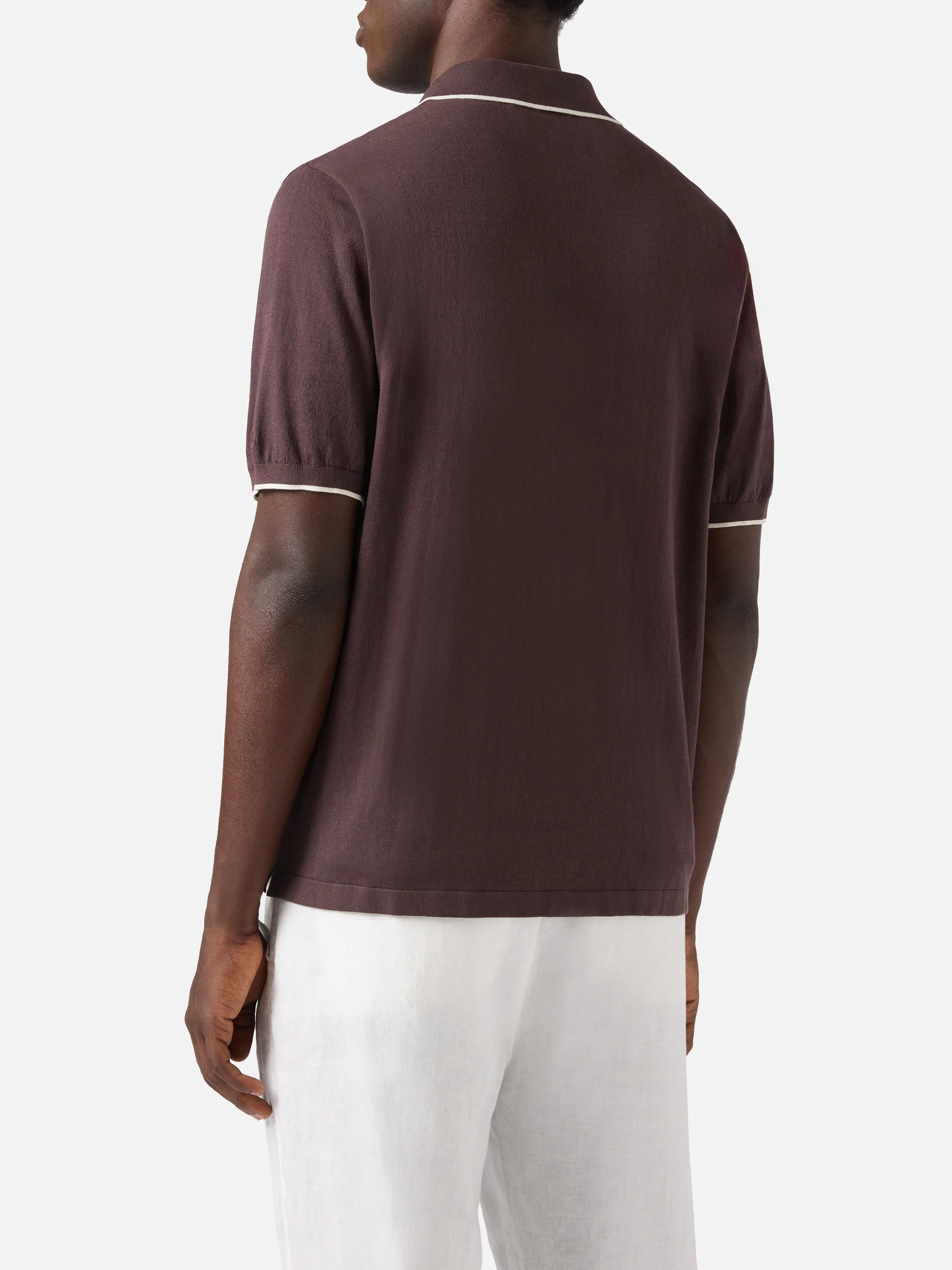 Sloan brown polo in premium high-twist cotton with contrast trims - Image 2