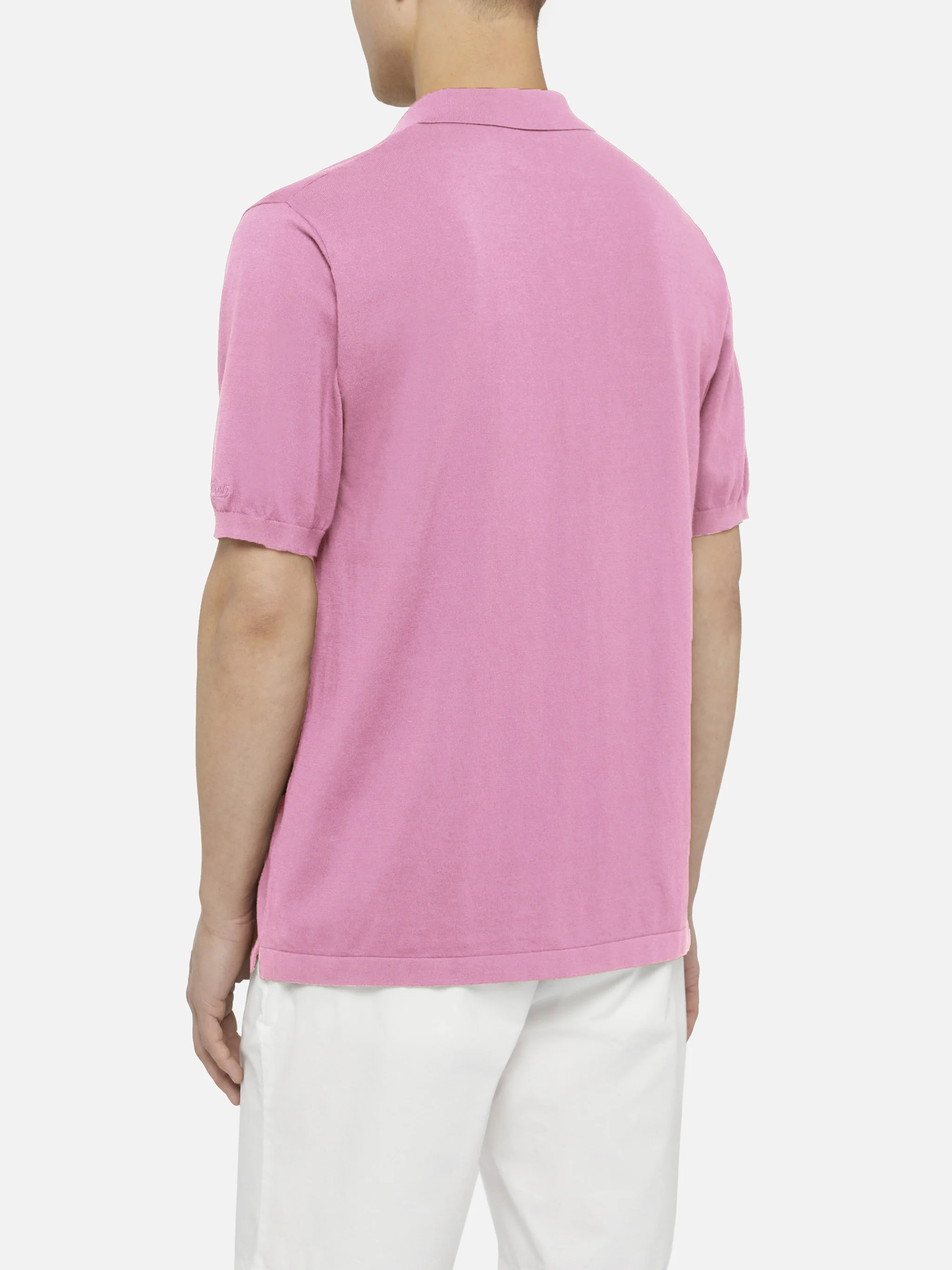Sloan bubble pink buttonless knitted polo shirt - Image 2