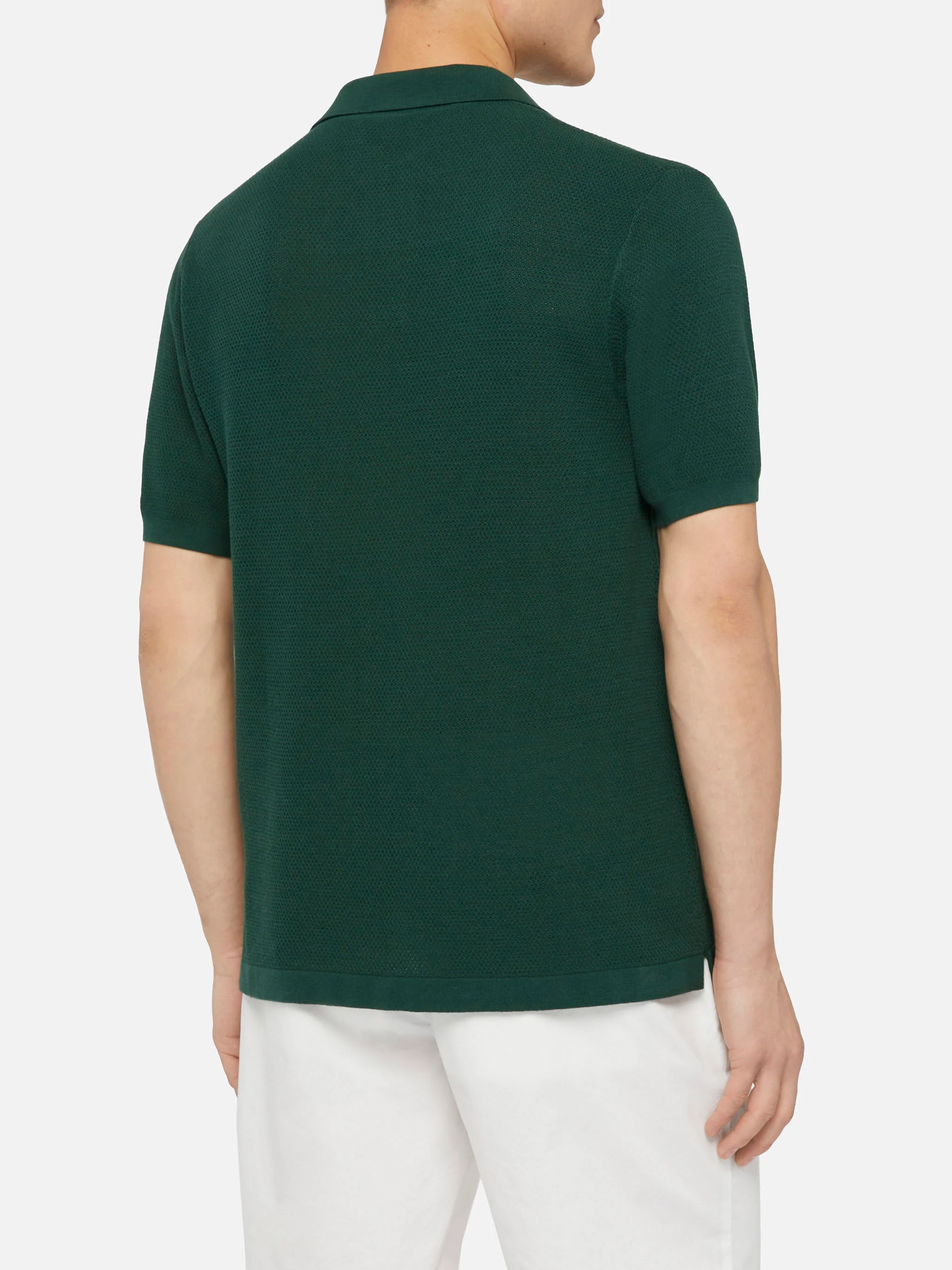 Sloan green buttonless mesh knitted polo shirt - Image 3