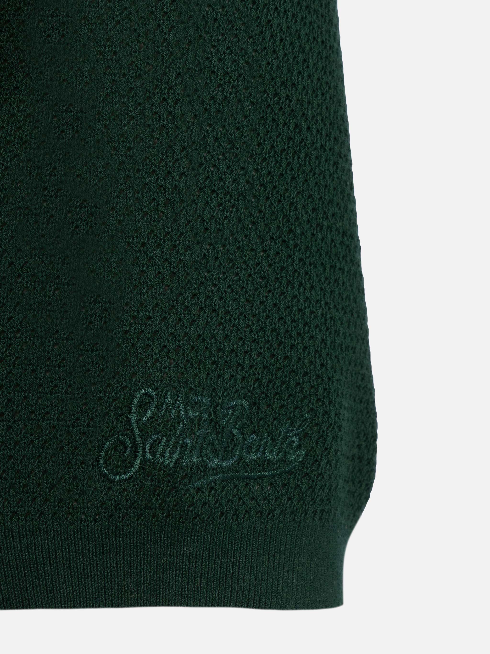 Sloan green buttonless mesh knitted polo shirt - Image 7