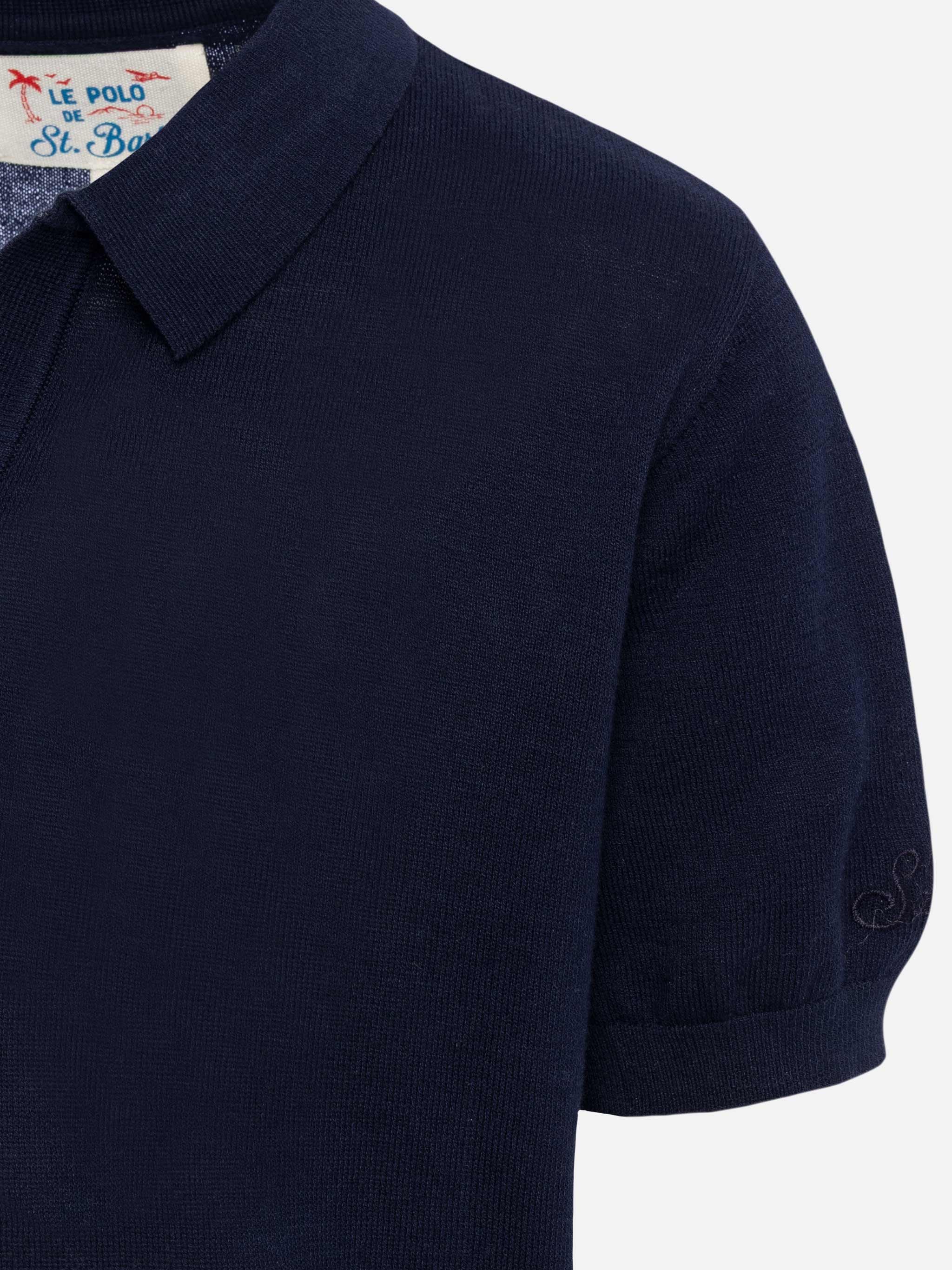Sloan Jr navy blue knitted polo shirt - Image 3