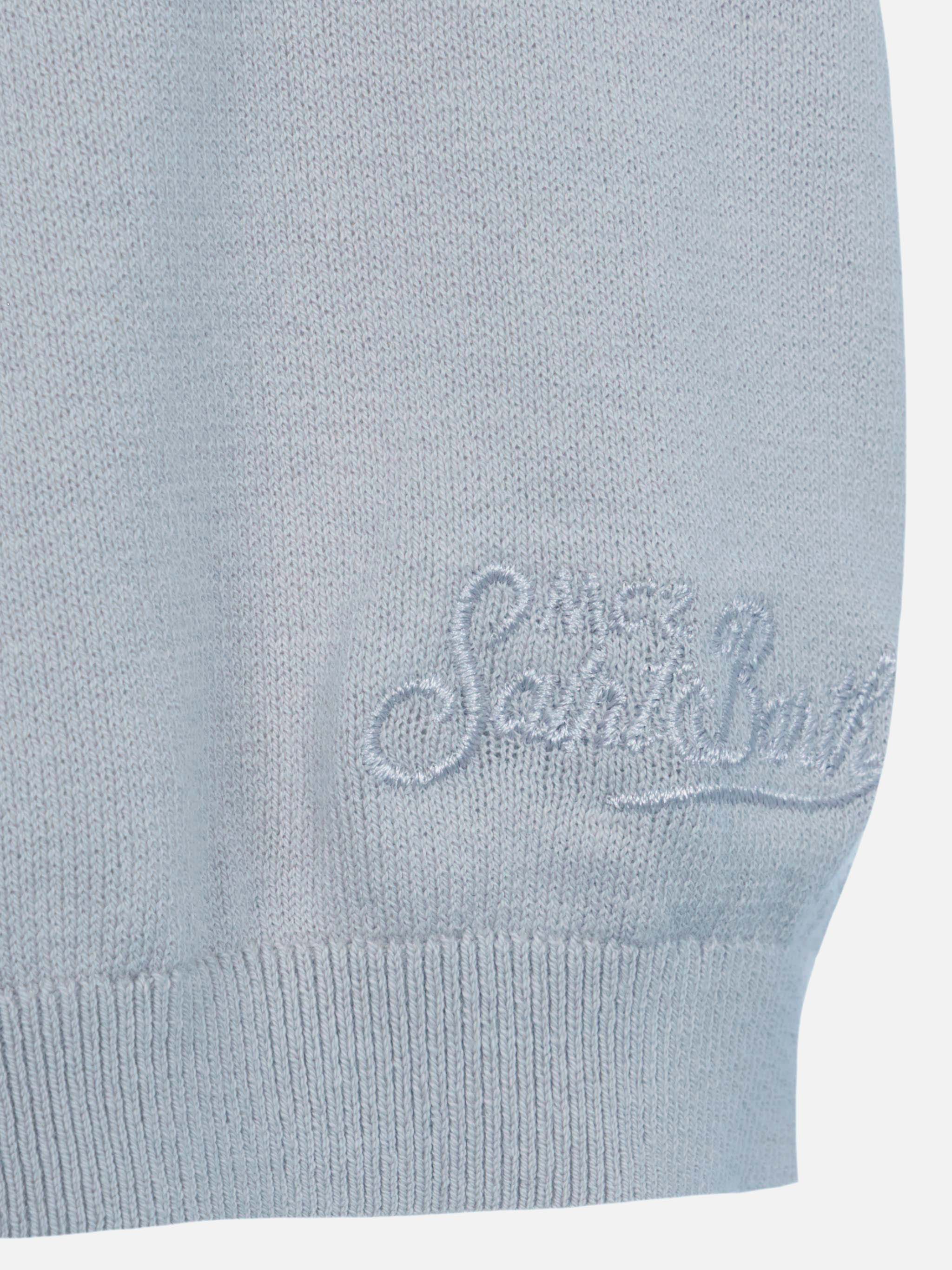 Sloan light blue buttonless knitted polo shirt - Image 7