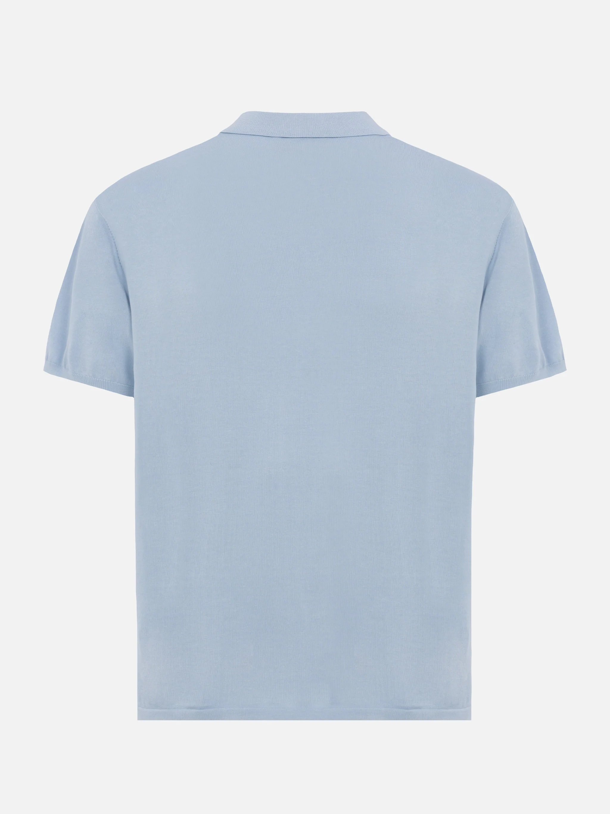 Sloan light blue silk cotton knitted polo shirt - Image 8