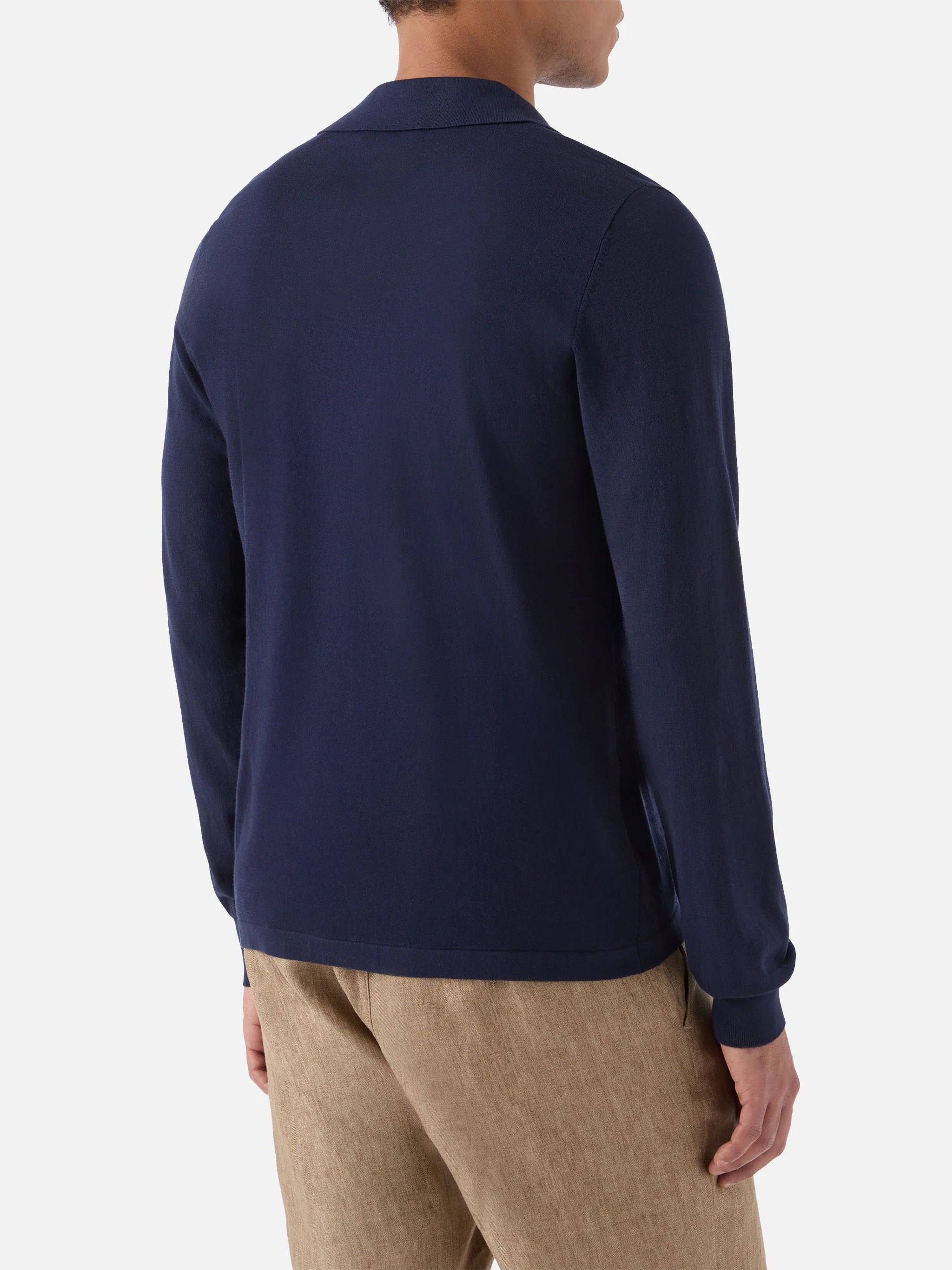 Sloan high twist cotton polo in navy blue - Image 3