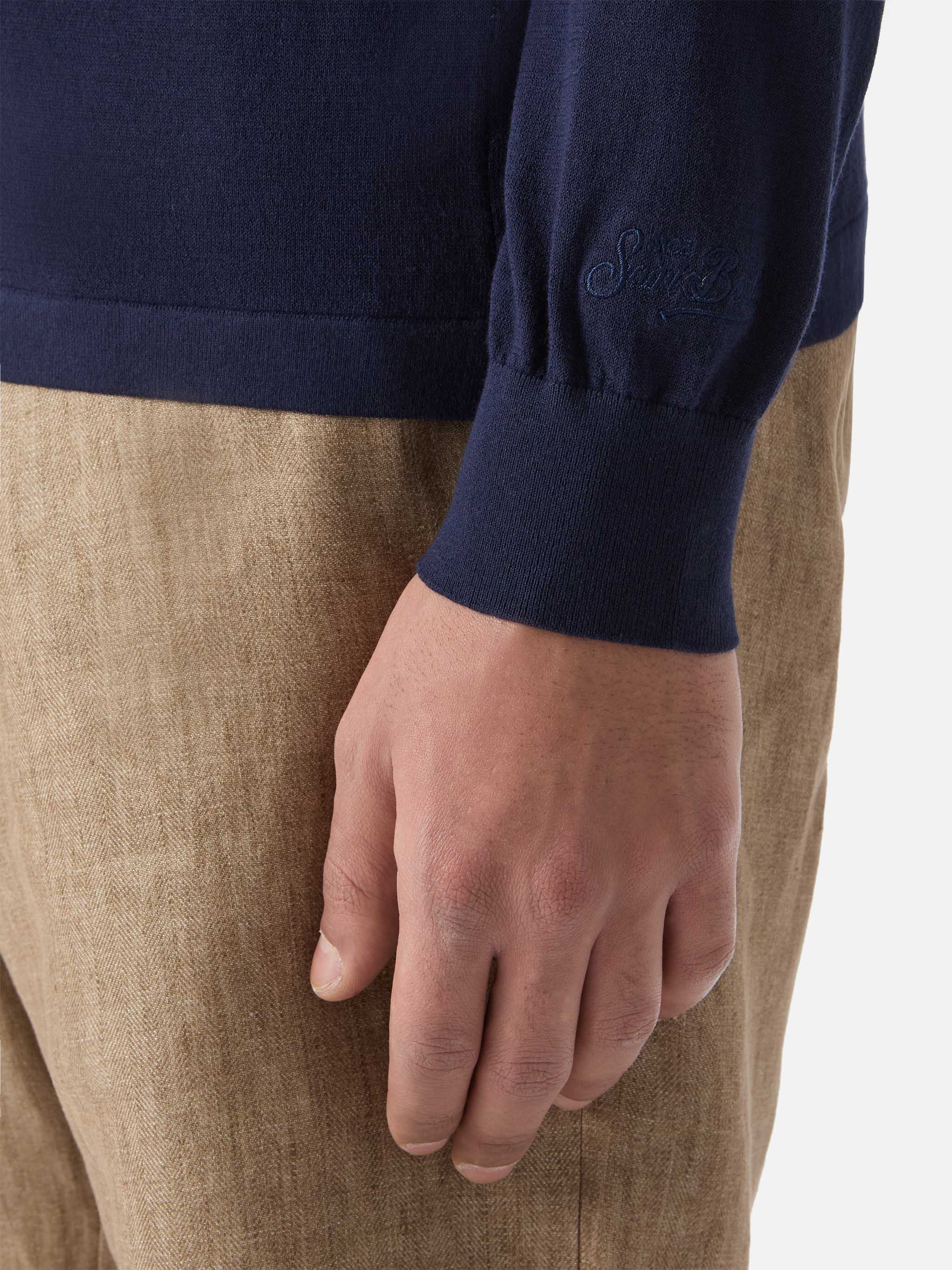 Sloan high twist cotton polo in navy blue - Image 4