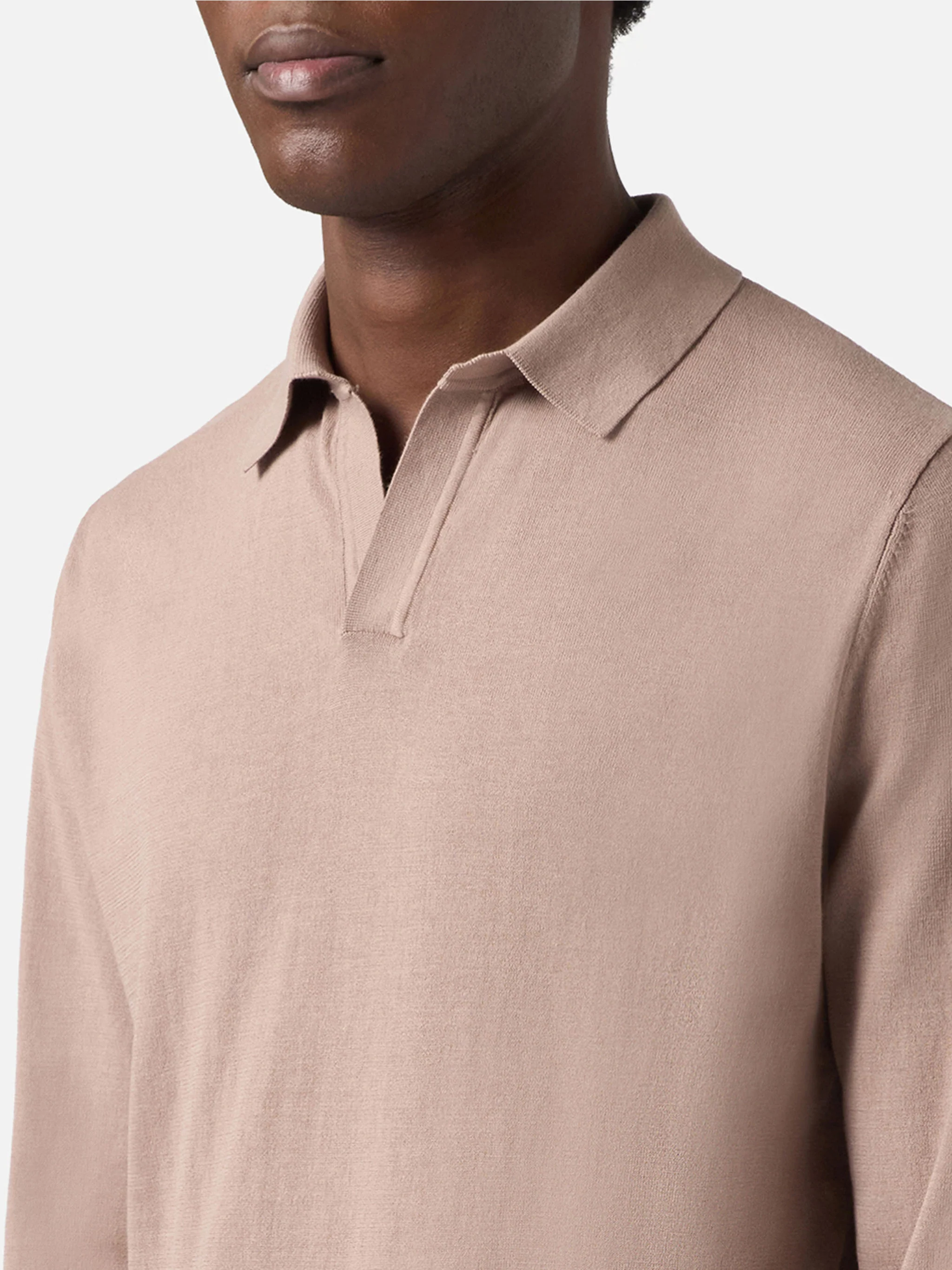 Sloan high twist cotton polo in taupe - Image 2