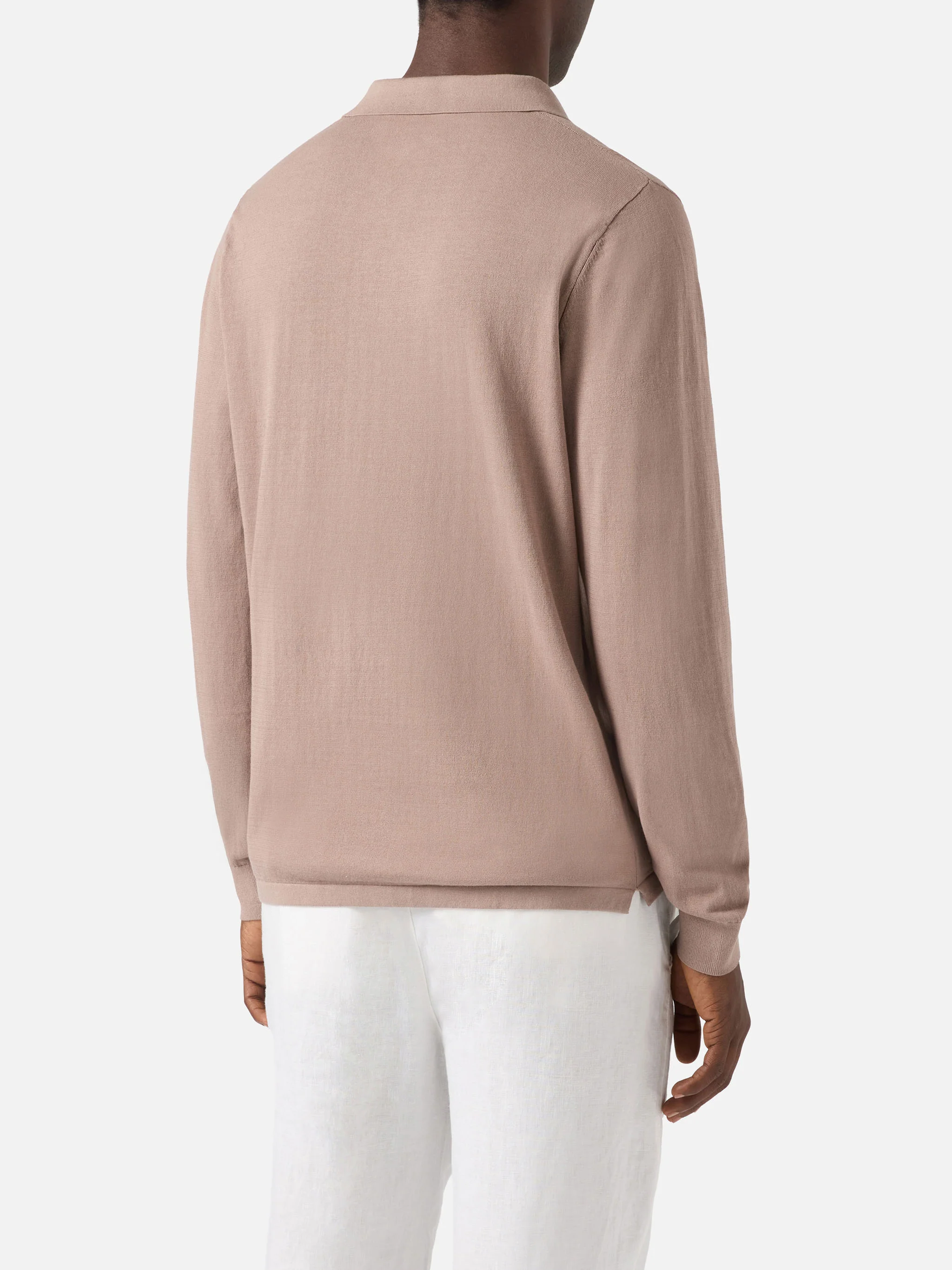 Sloan high twist cotton polo in taupe - Image 3