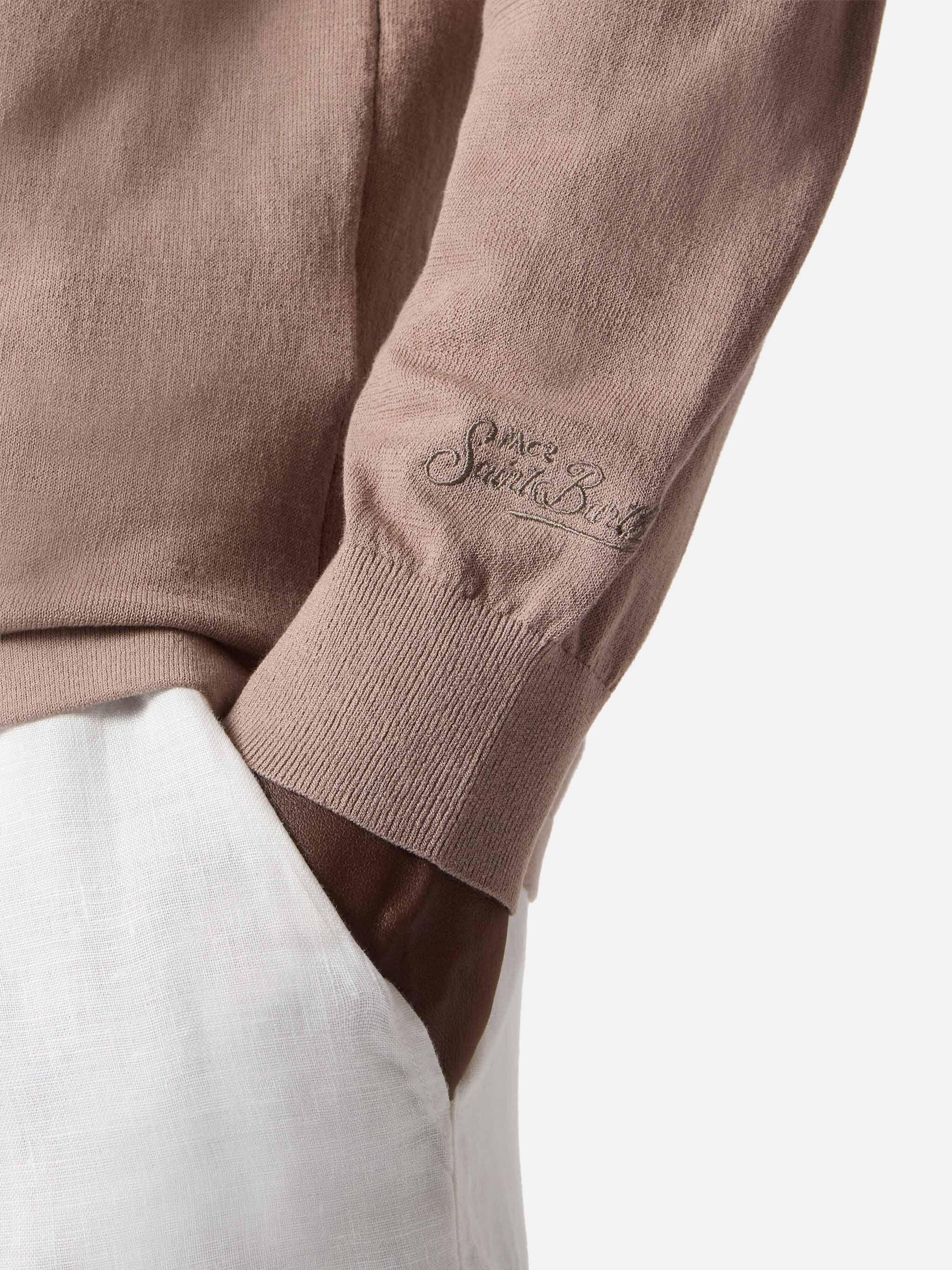 Sloan high twist cotton polo in taupe - Image 4