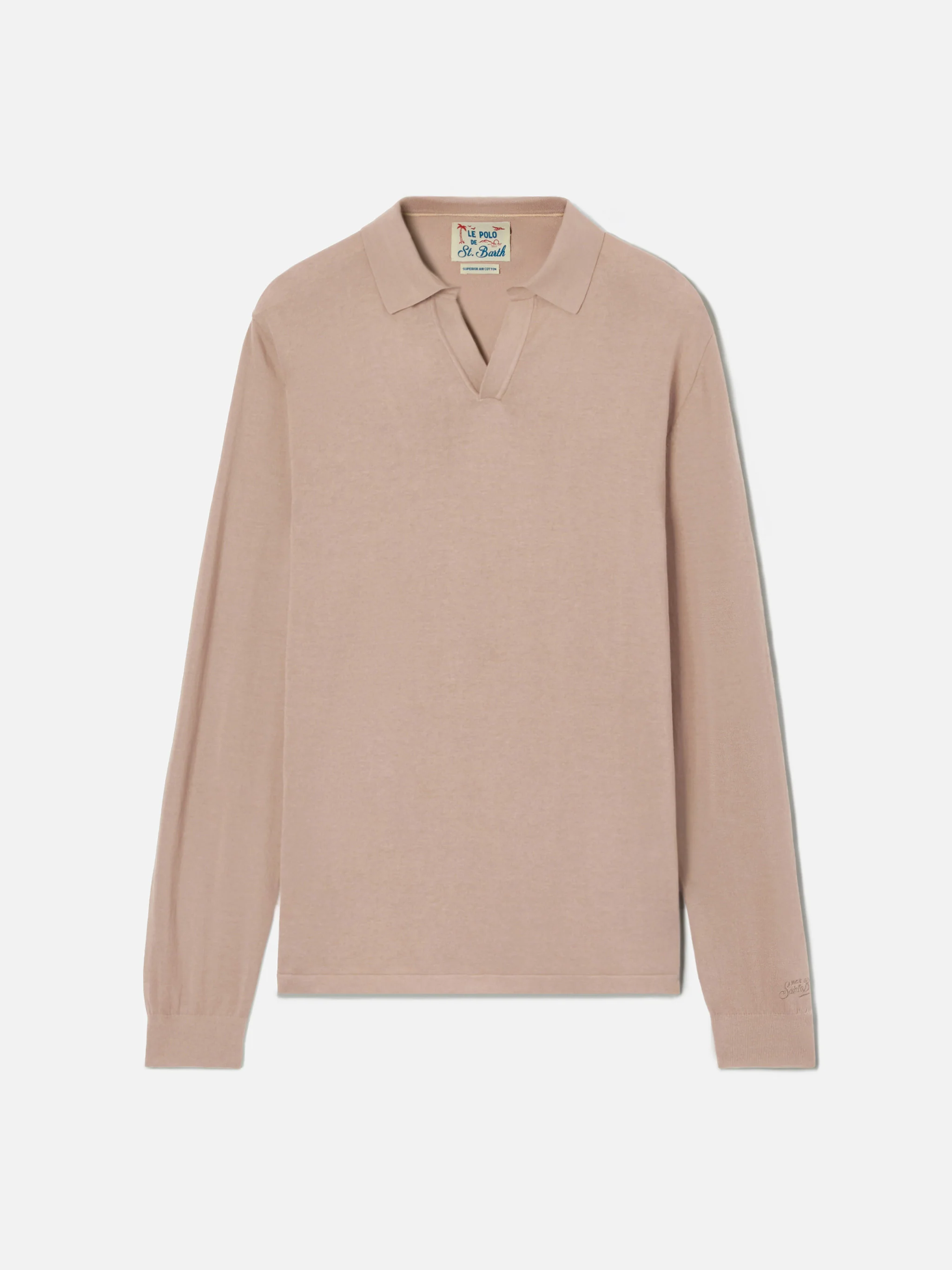 Sloan high twist cotton polo in taupe - Image 5