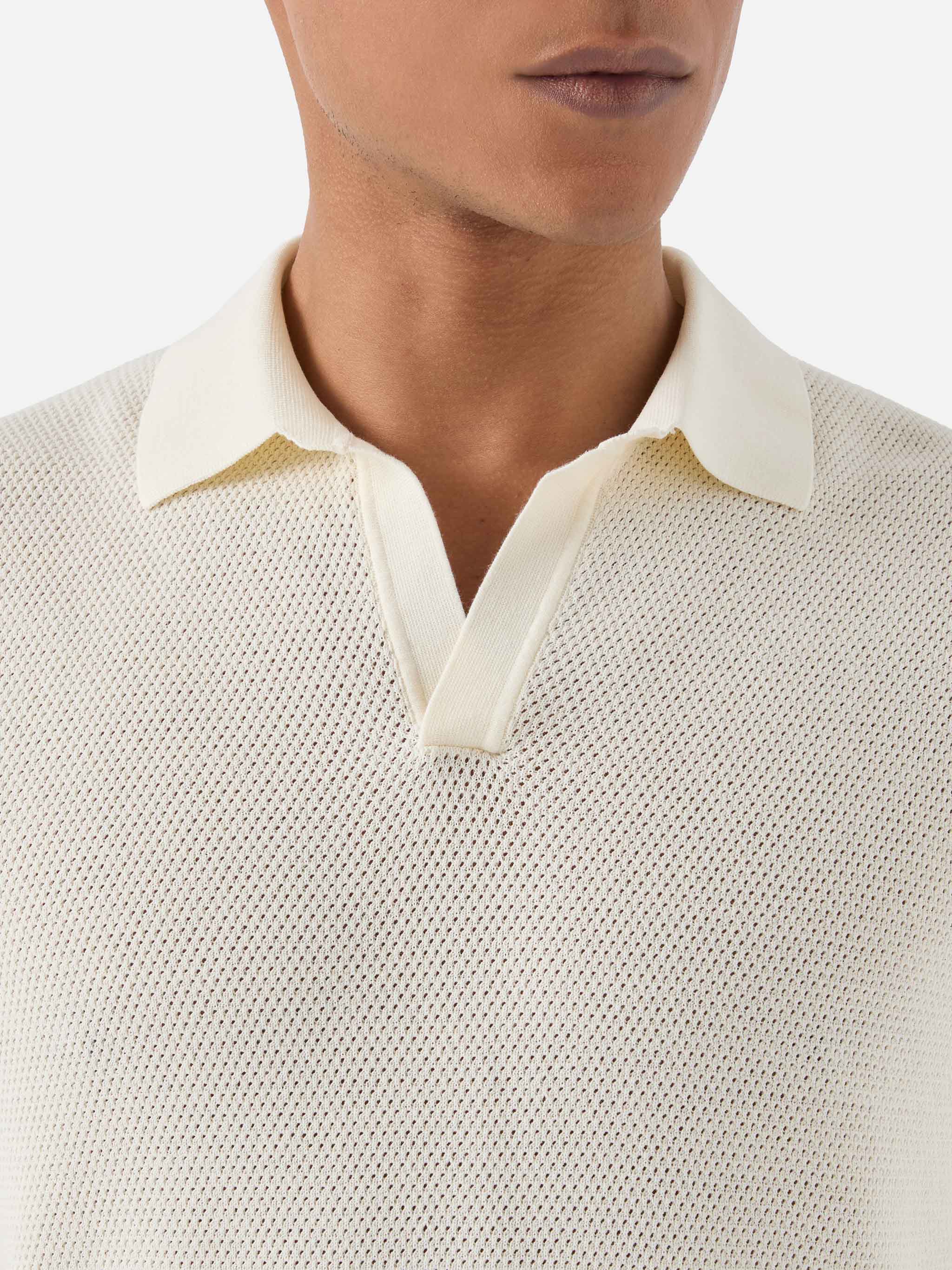 Sloan Mesh beige polo in premium high-twist cotton - Image 2