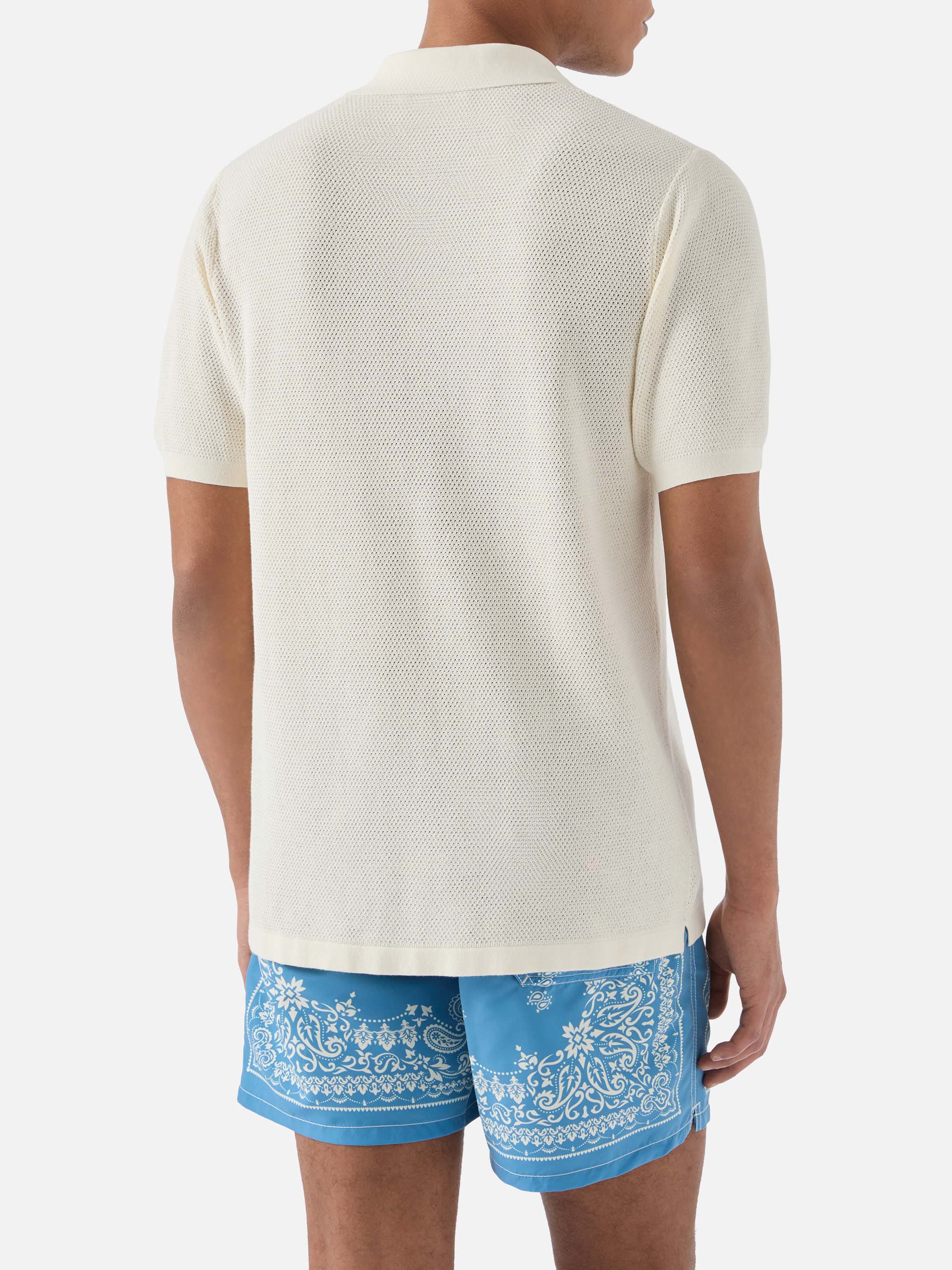 Sloan Mesh beige polo in premium high-twist cotton - Image 3
