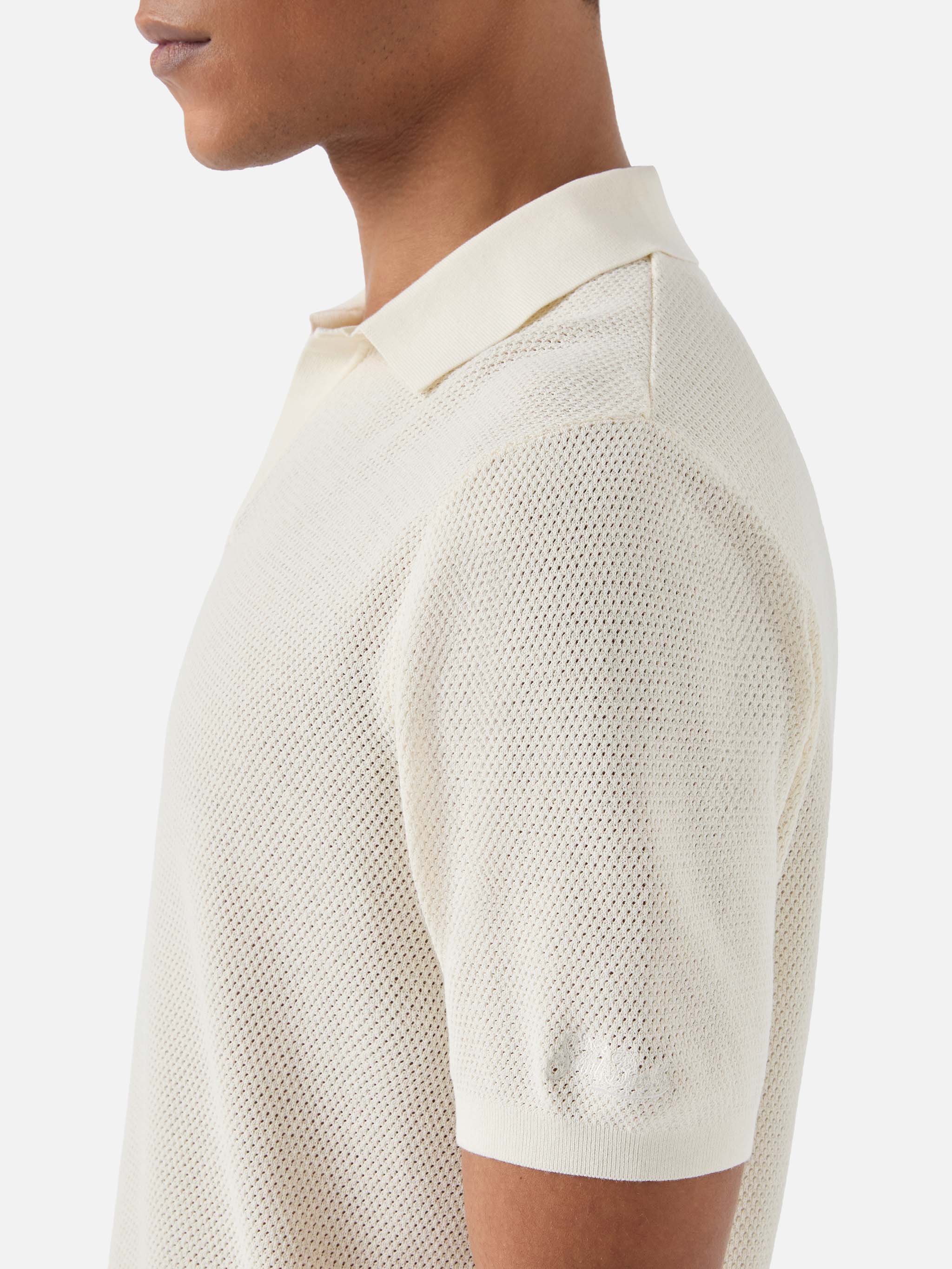 Sloan Mesh beige polo in premium high-twist cotton - Image 4