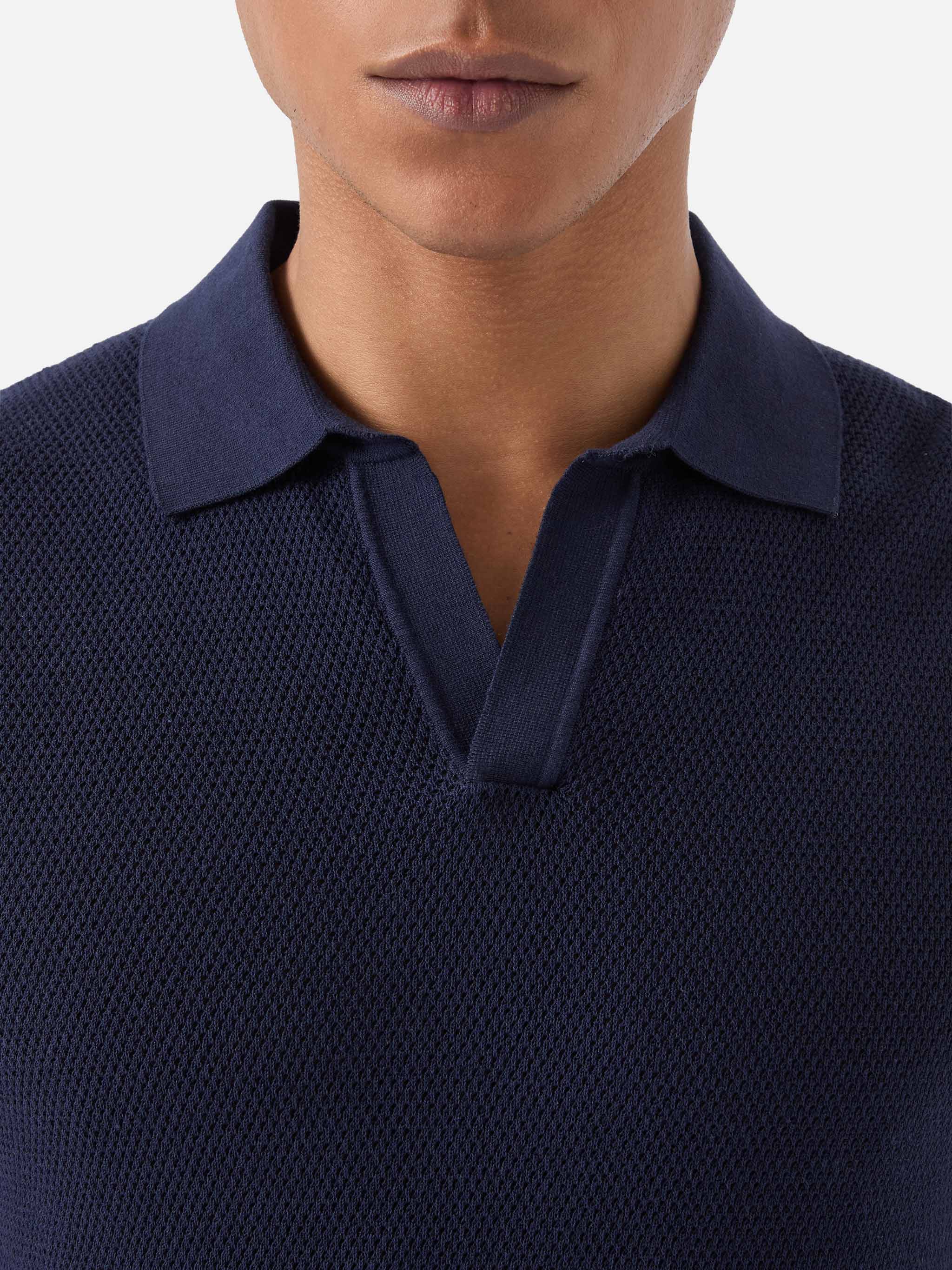 Sloan Mesh blue polo in premium high-twist cotton - Image 2