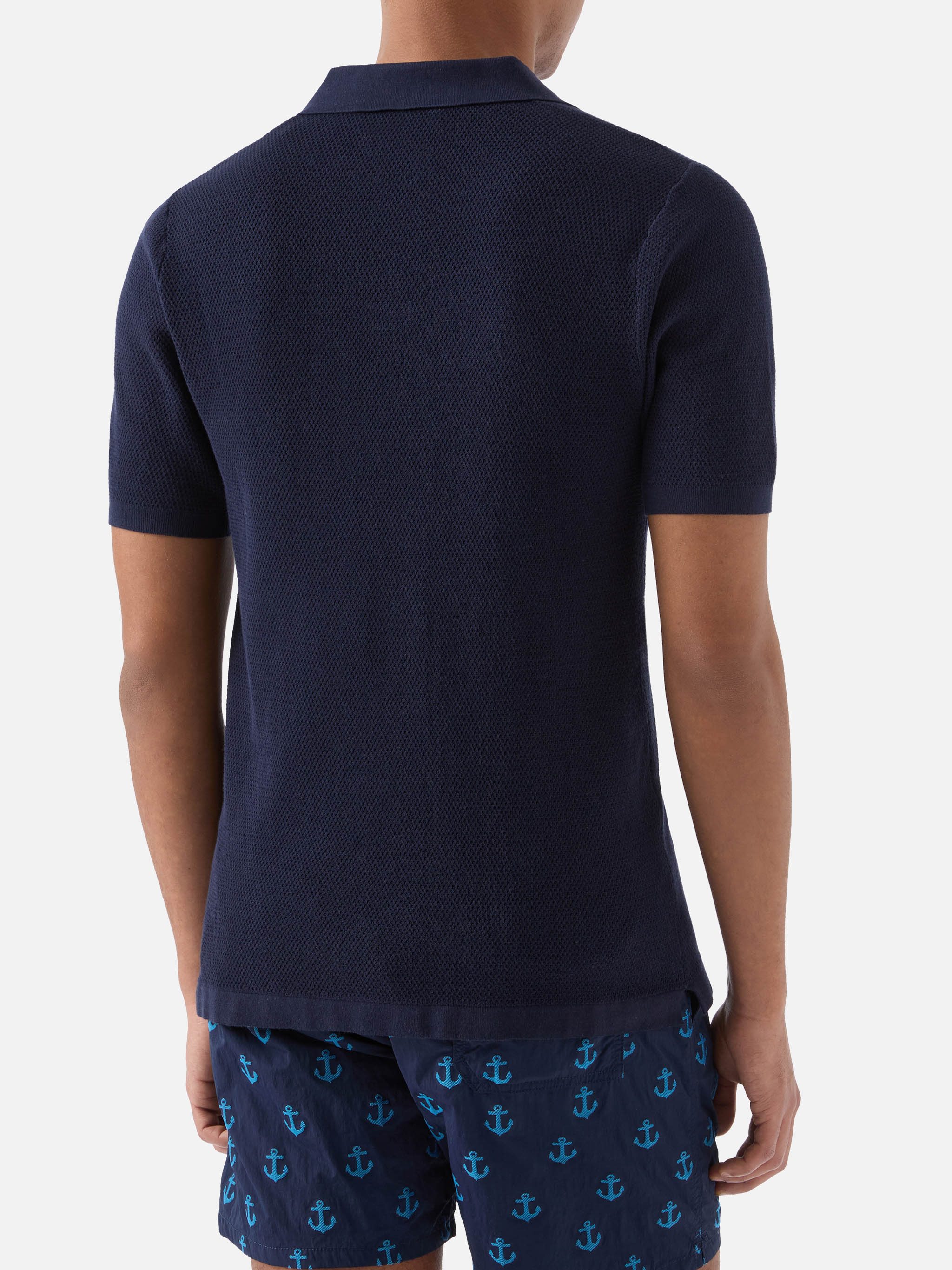 Sloan Mesh blue polo in premium high-twist cotton - Image 3