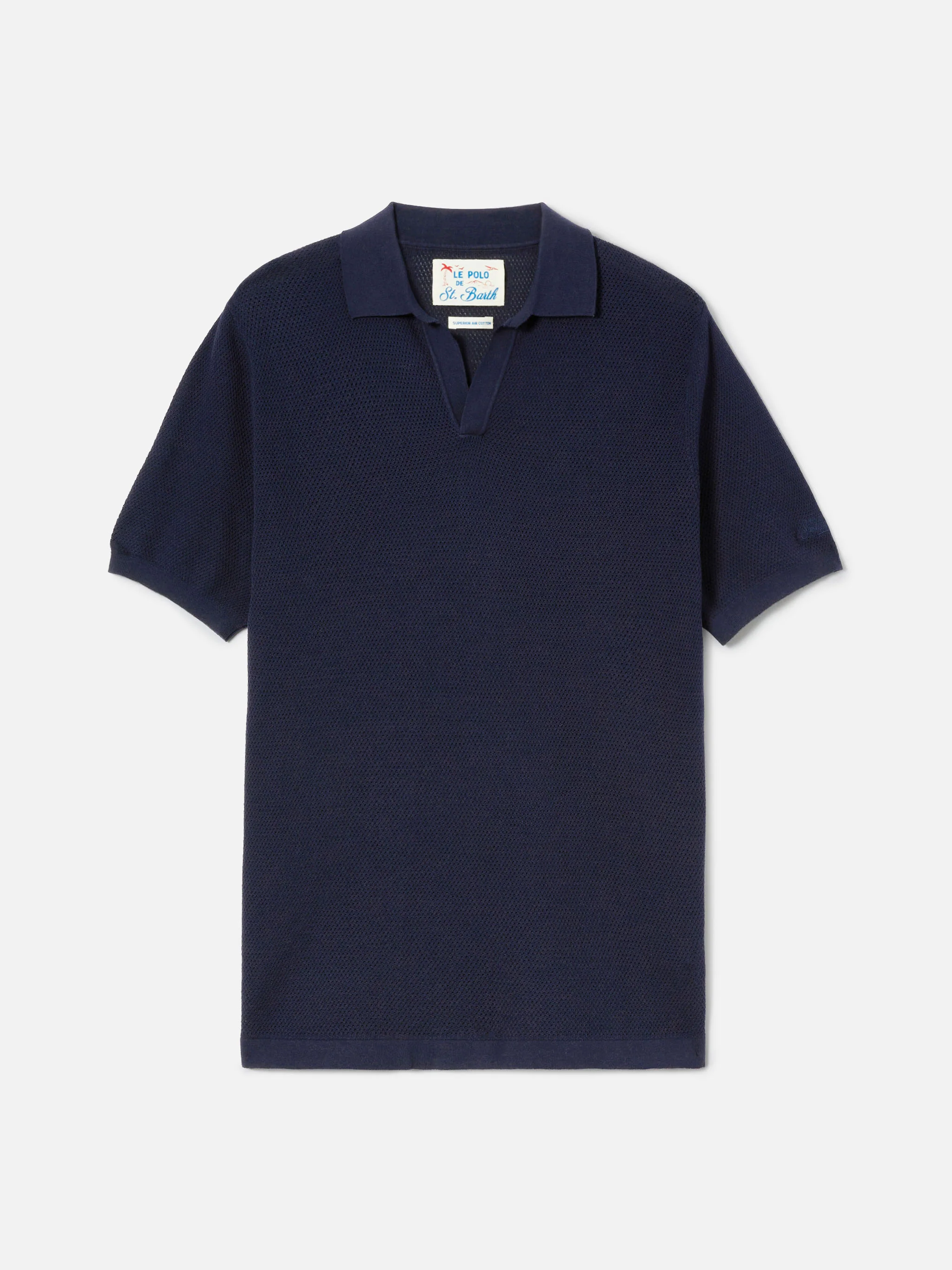Sloan Mesh blue polo in premium high-twist cotton - Image 5