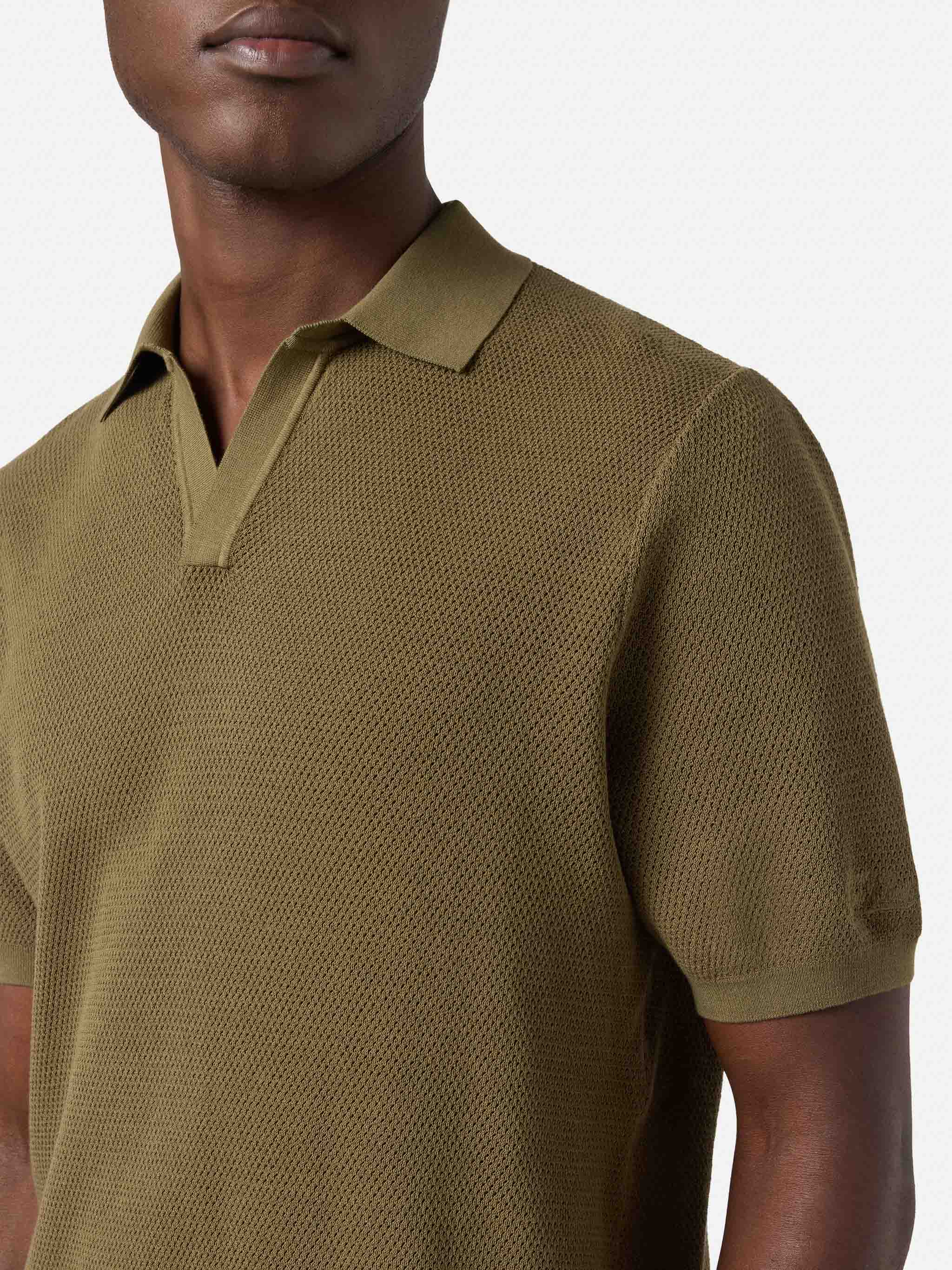 Sloan Mesh military green polo in premium high-twist cotton - Image 2