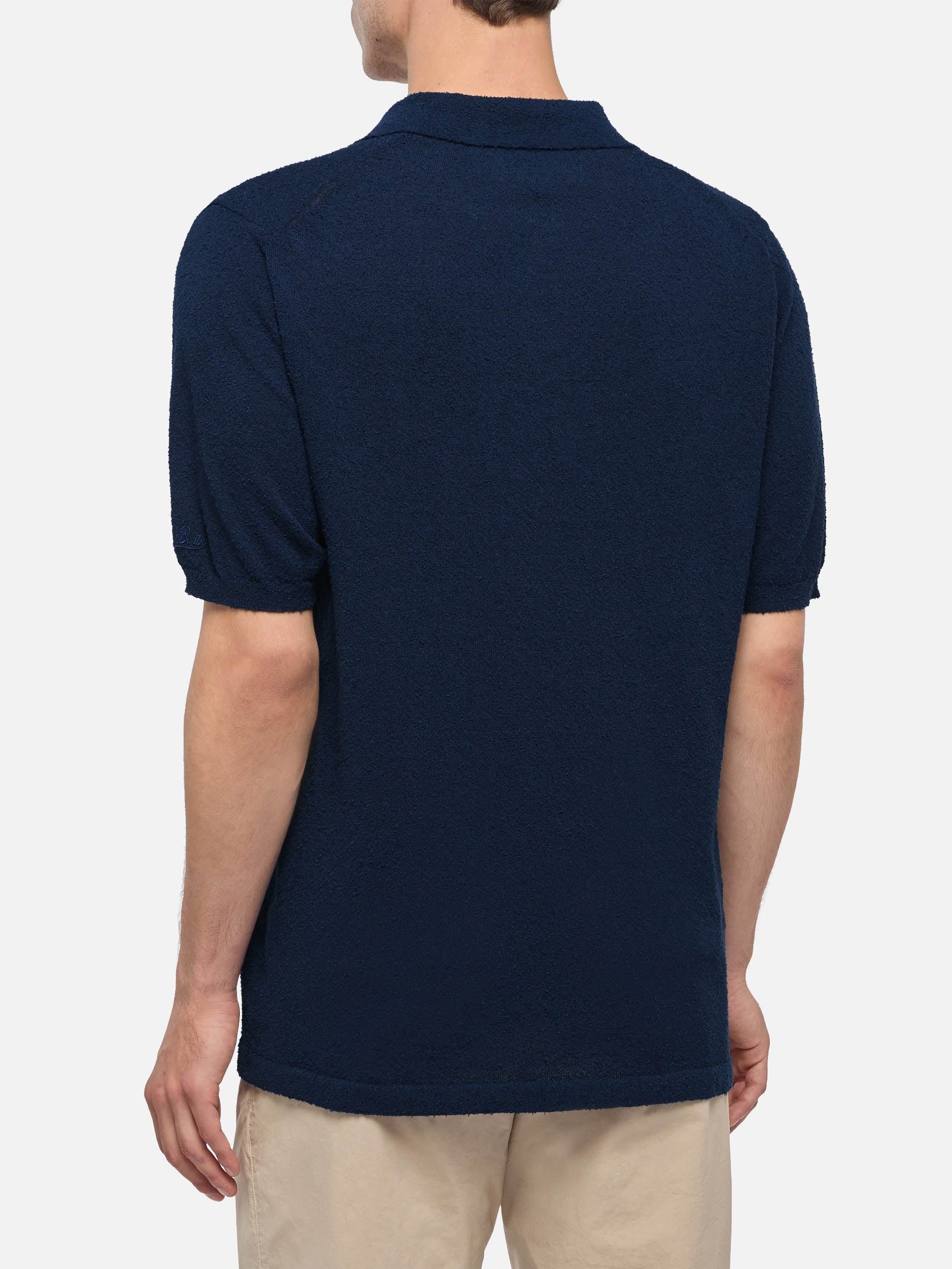 Sloan navy blue buttonless terry polo shirt - Image 4