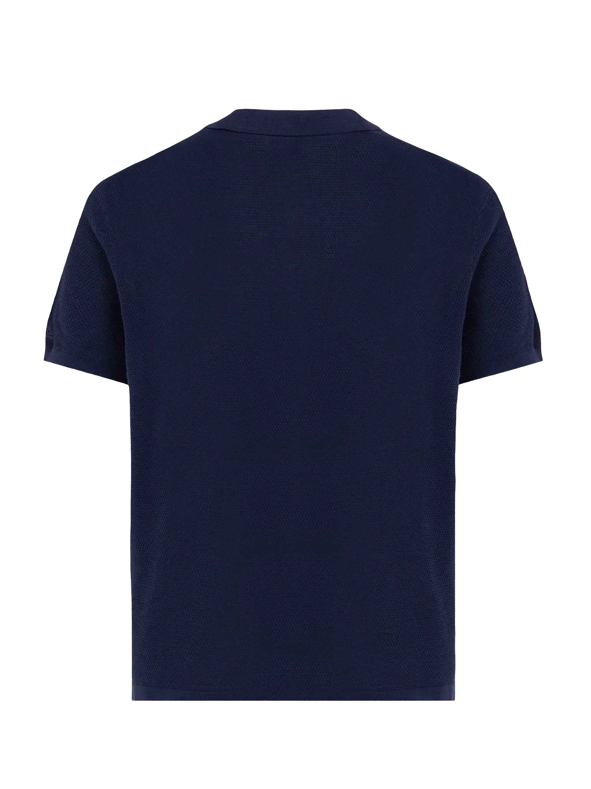 Sloan navy blue mesh buttonless knitted polo shirt - Image 4