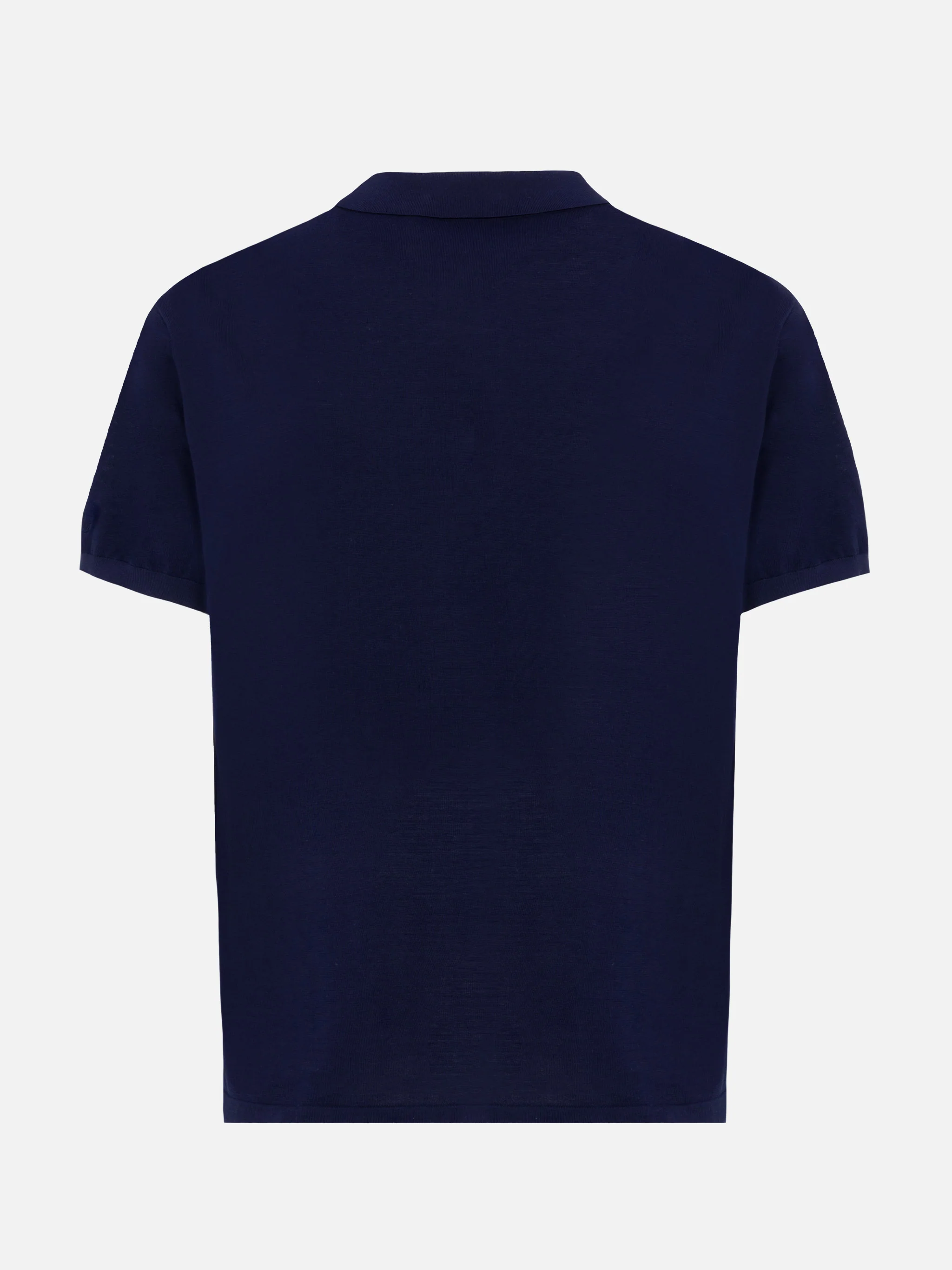 Sloan navy blue silk cotton knitted polo shirt - Image 4