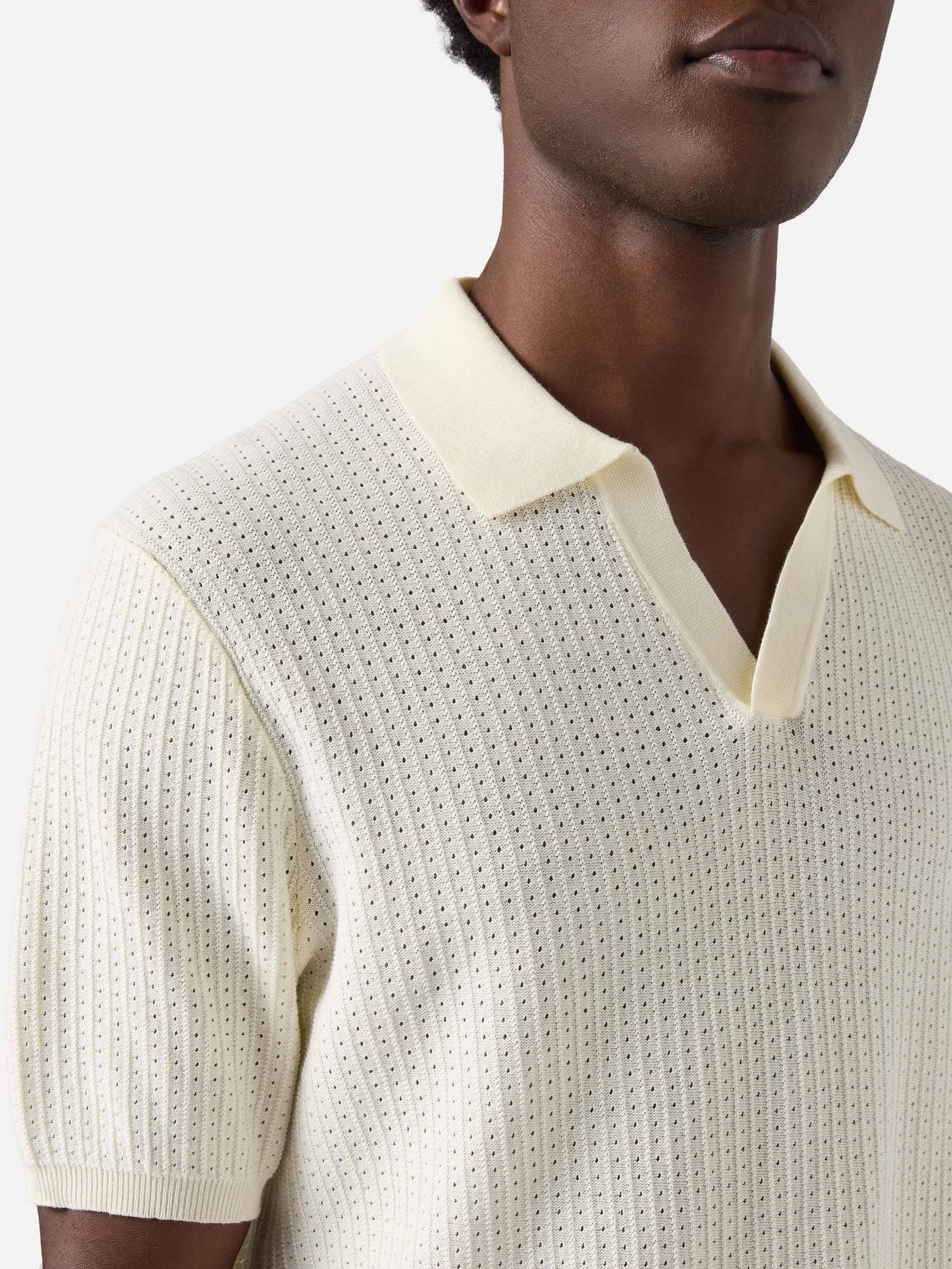 Sloan Net beige polo in premium high-twist cotton - Image 2