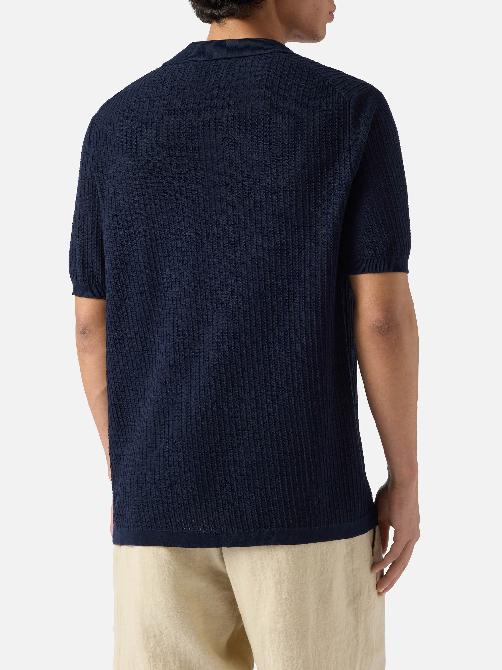 Sloan Net blue polo in premium high-twist cotton - Image 3