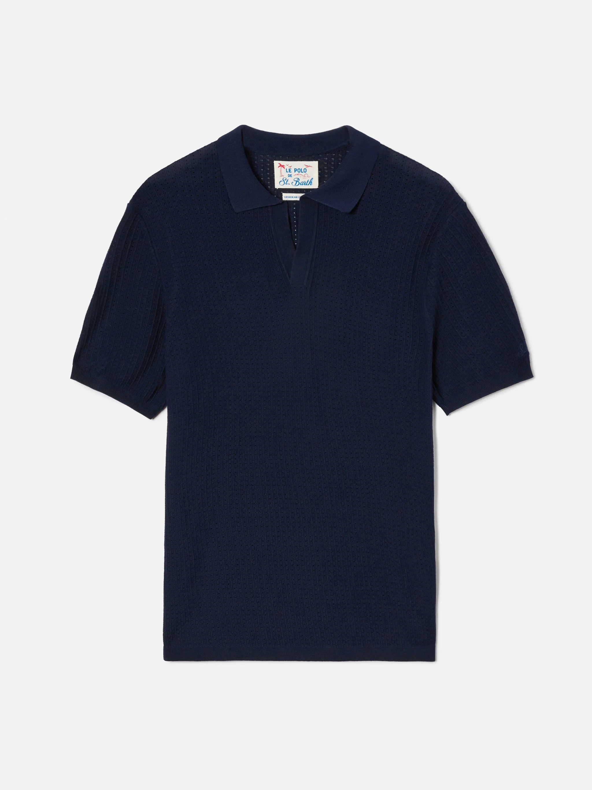 Sloan Net blue polo in premium high-twist cotton - Image 4