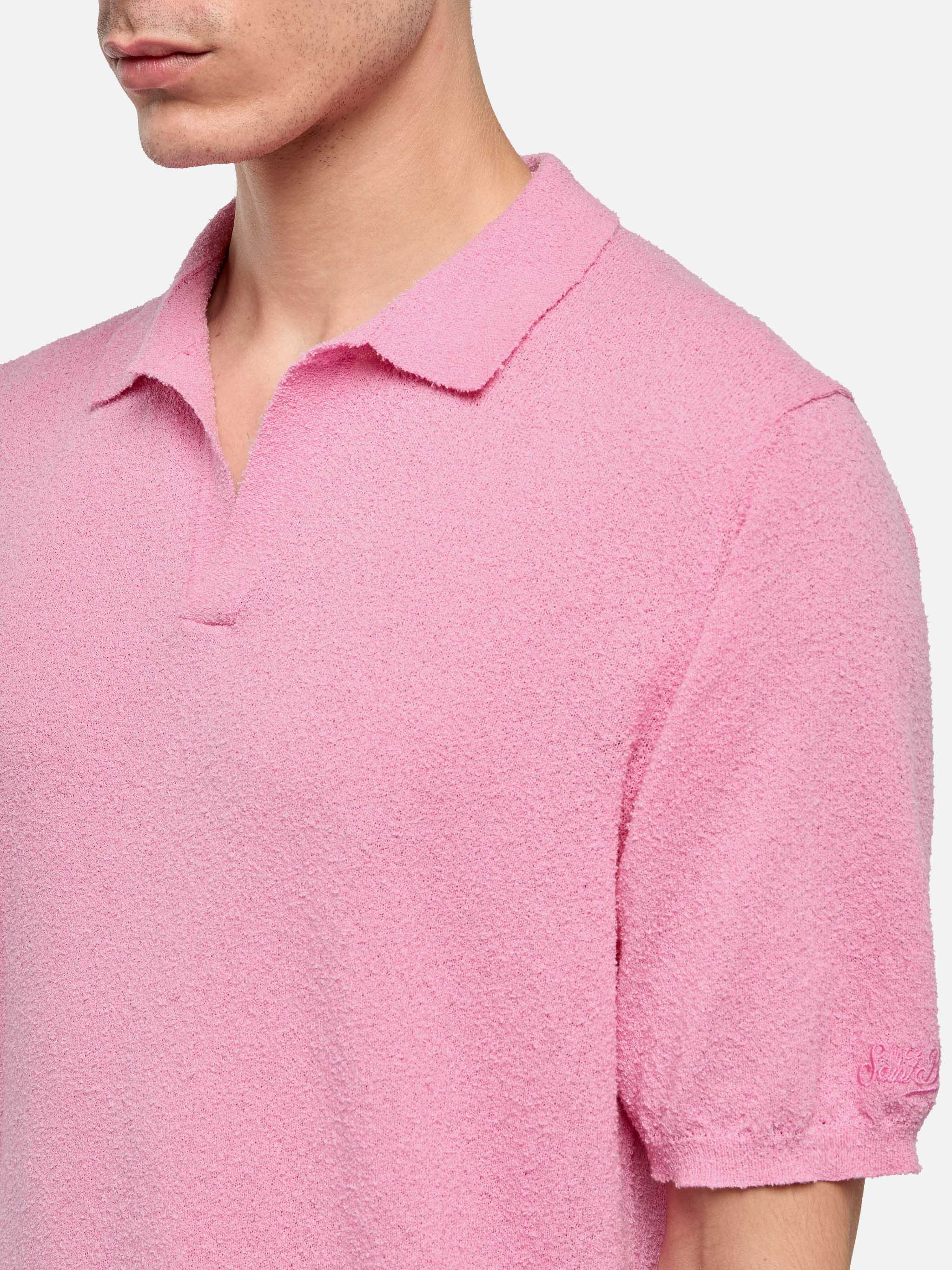 Sloan pink buttonless terry polo shirt - Image 2