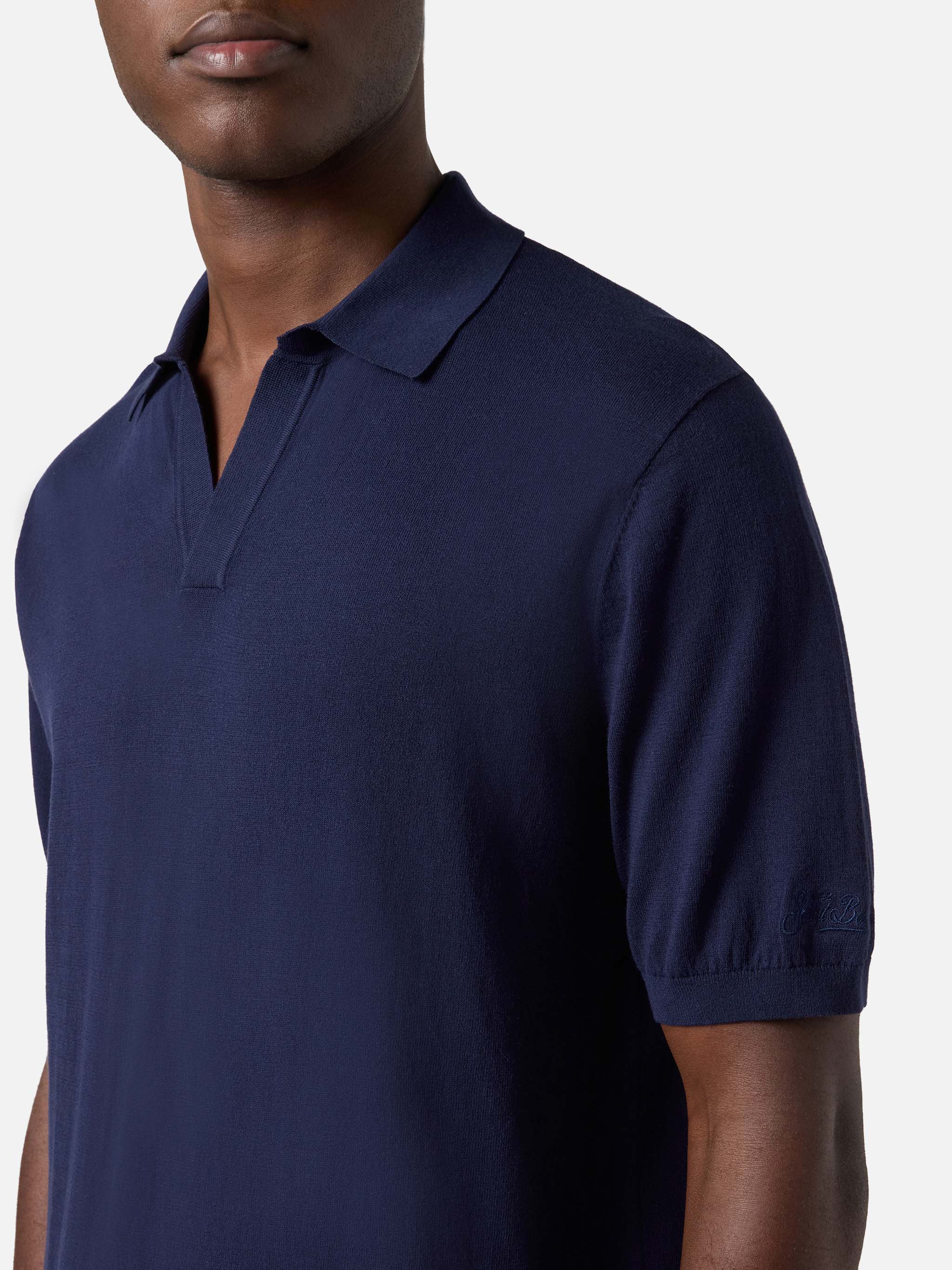 Sloan polo in navy blue premium high-twist cotton - Image 2
