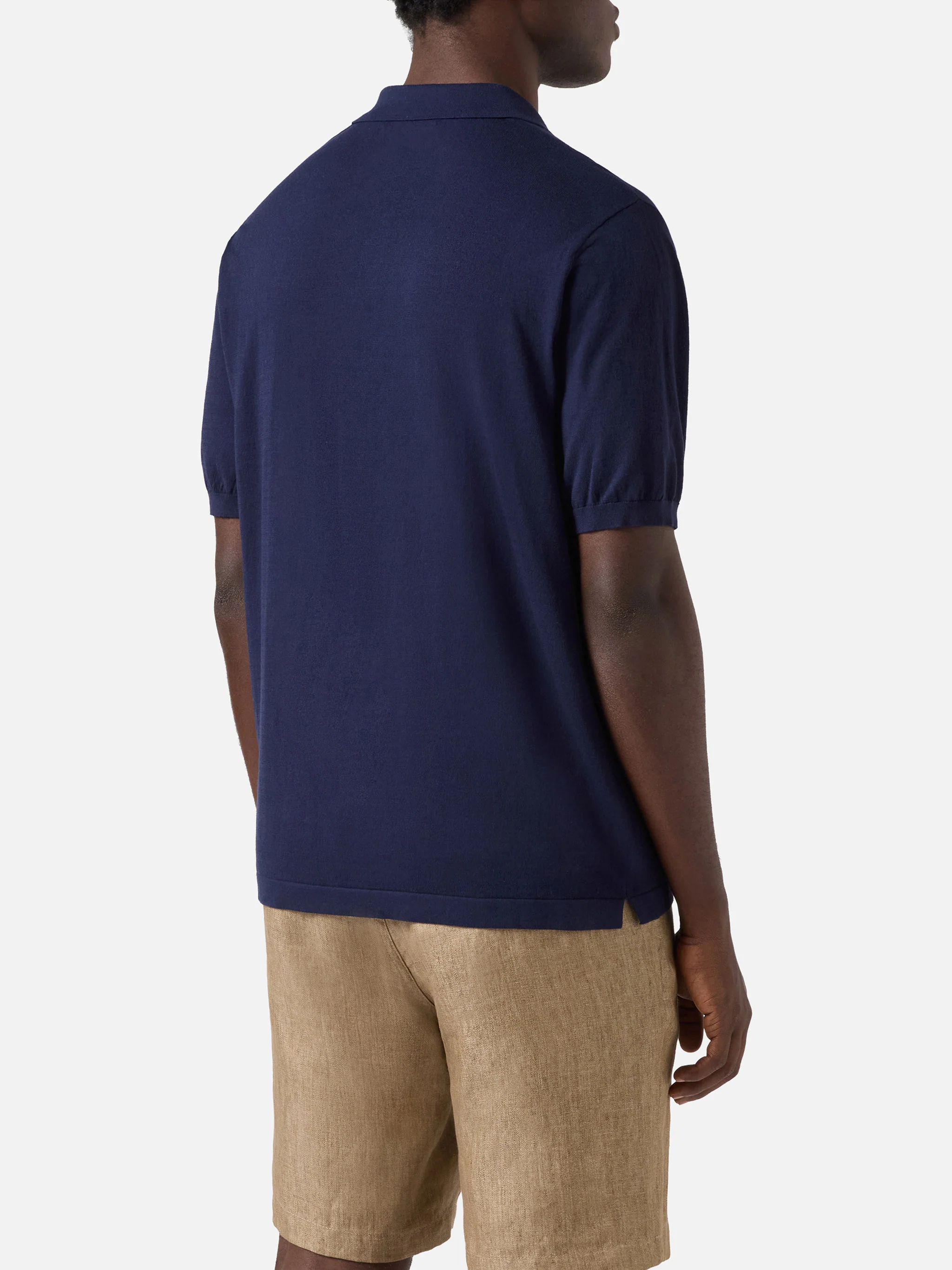 Sloan polo in navy blue premium high-twist cotton - Image 3