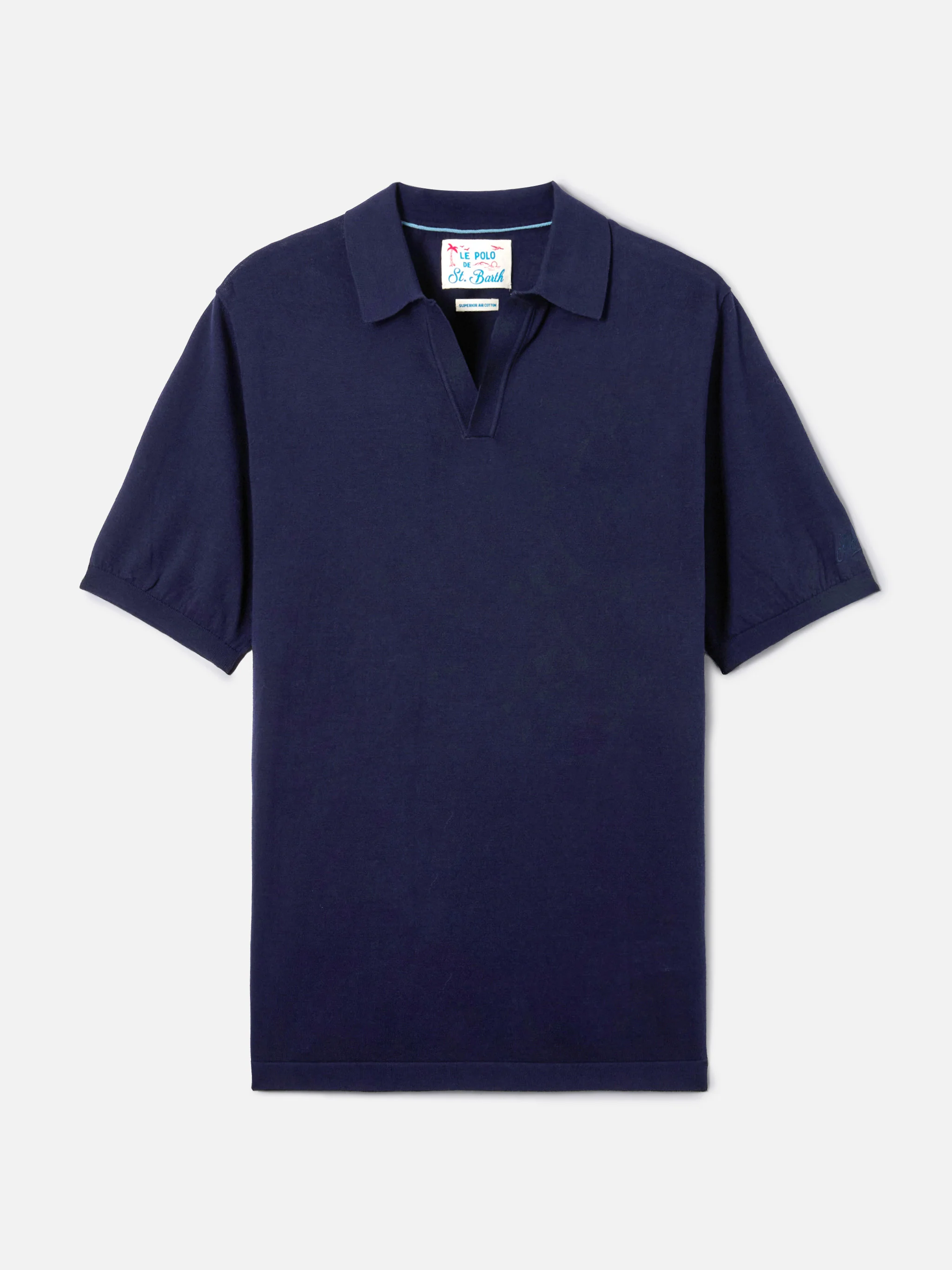 Sloan polo in navy blue premium high-twist cotton - Image 4