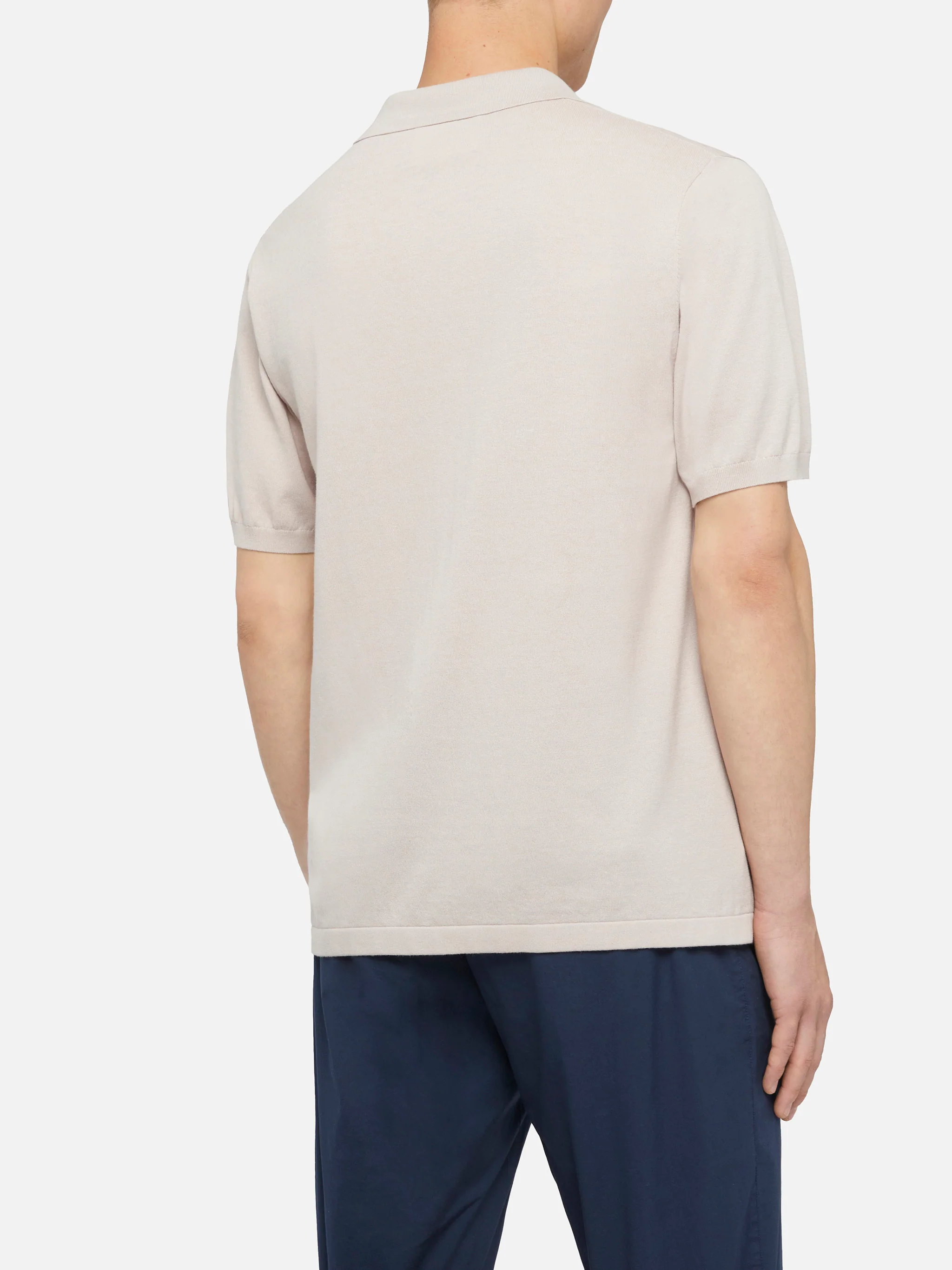 Sloan stone grey buttonless knitted polo shirt - Image 3