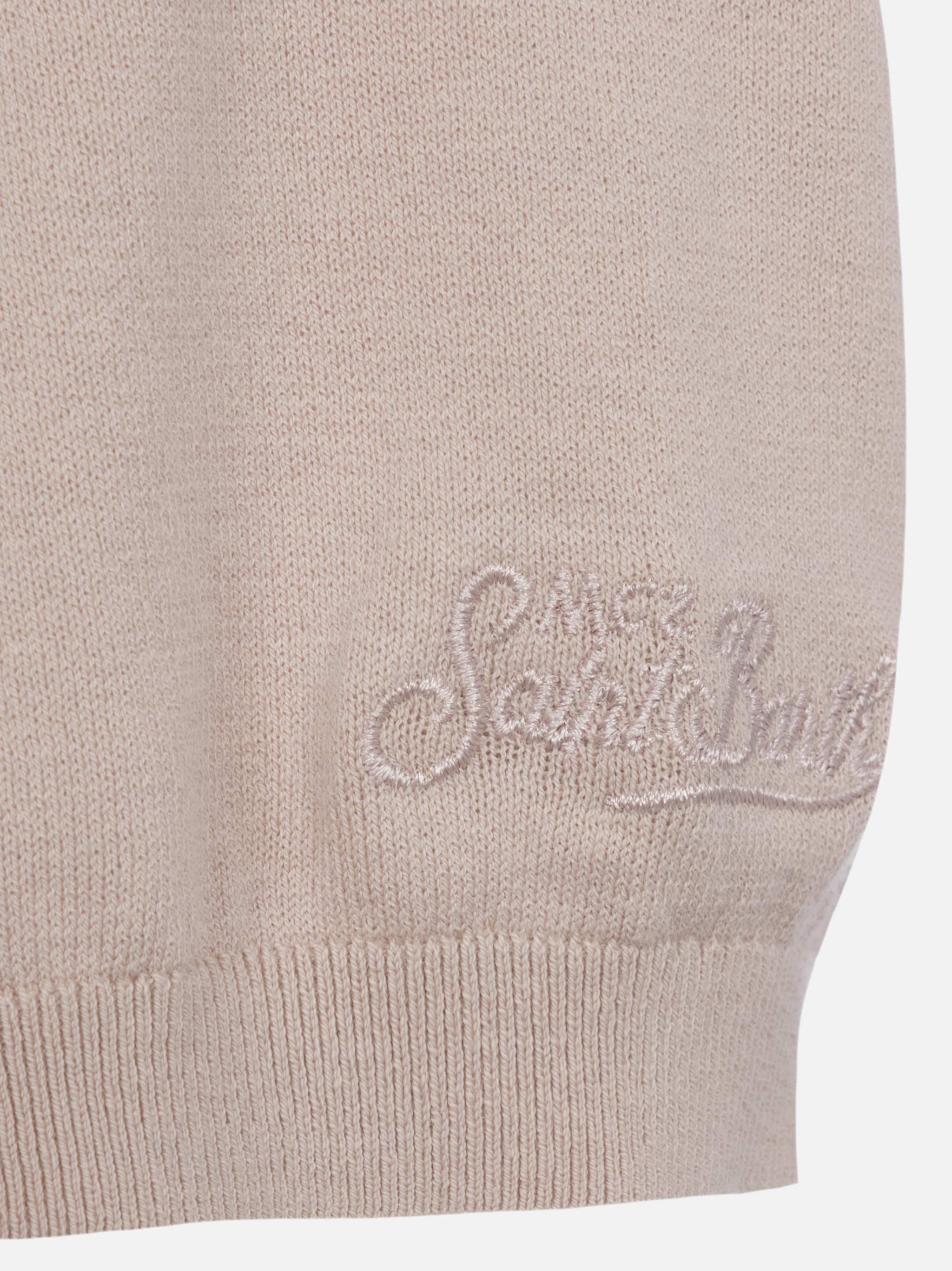 Sloan stone grey buttonless knitted polo shirt - Image 7