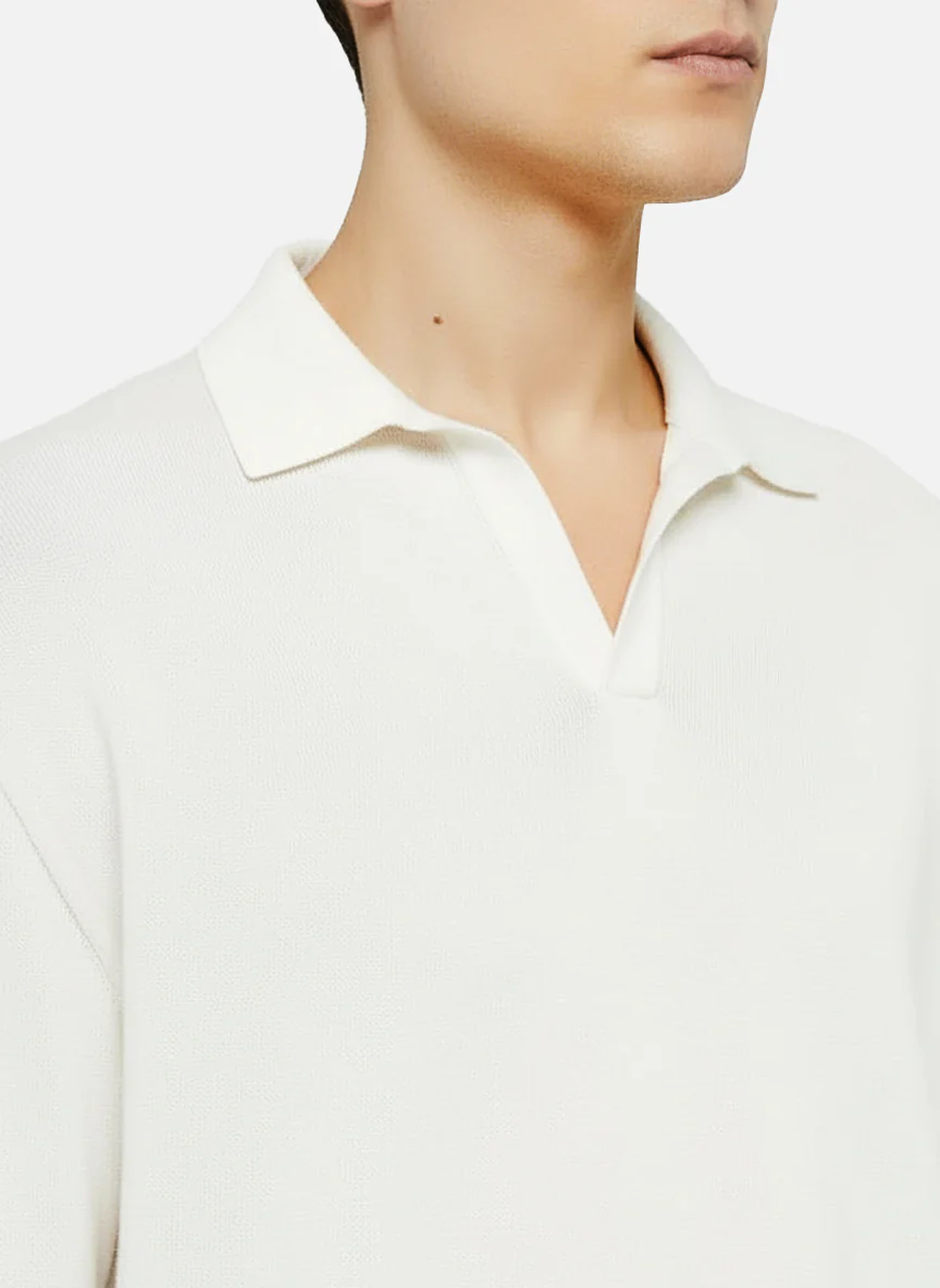 Sloan high twist cotton polo in white - Image 2