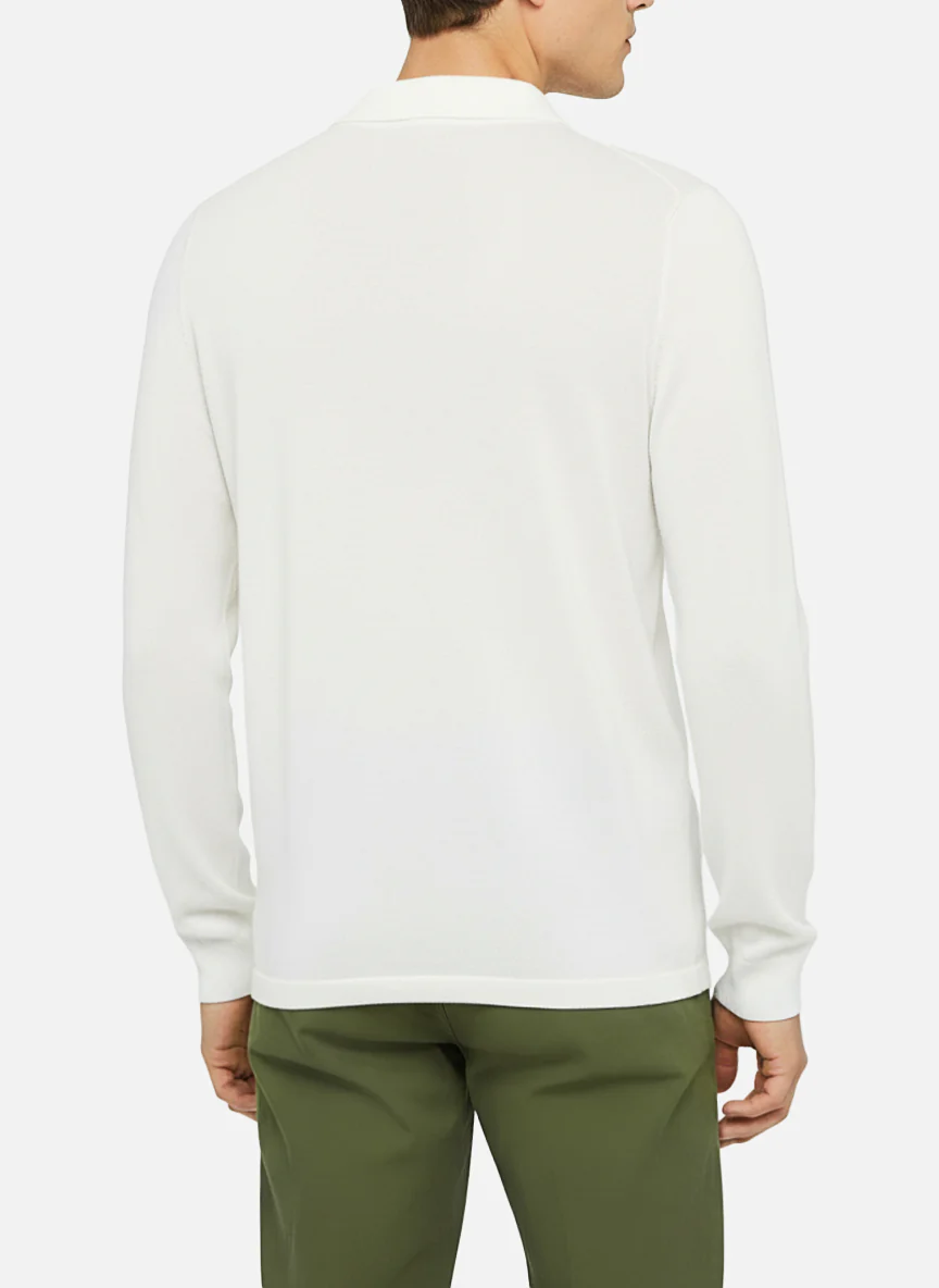 Sloan high twist cotton polo in white - Image 3