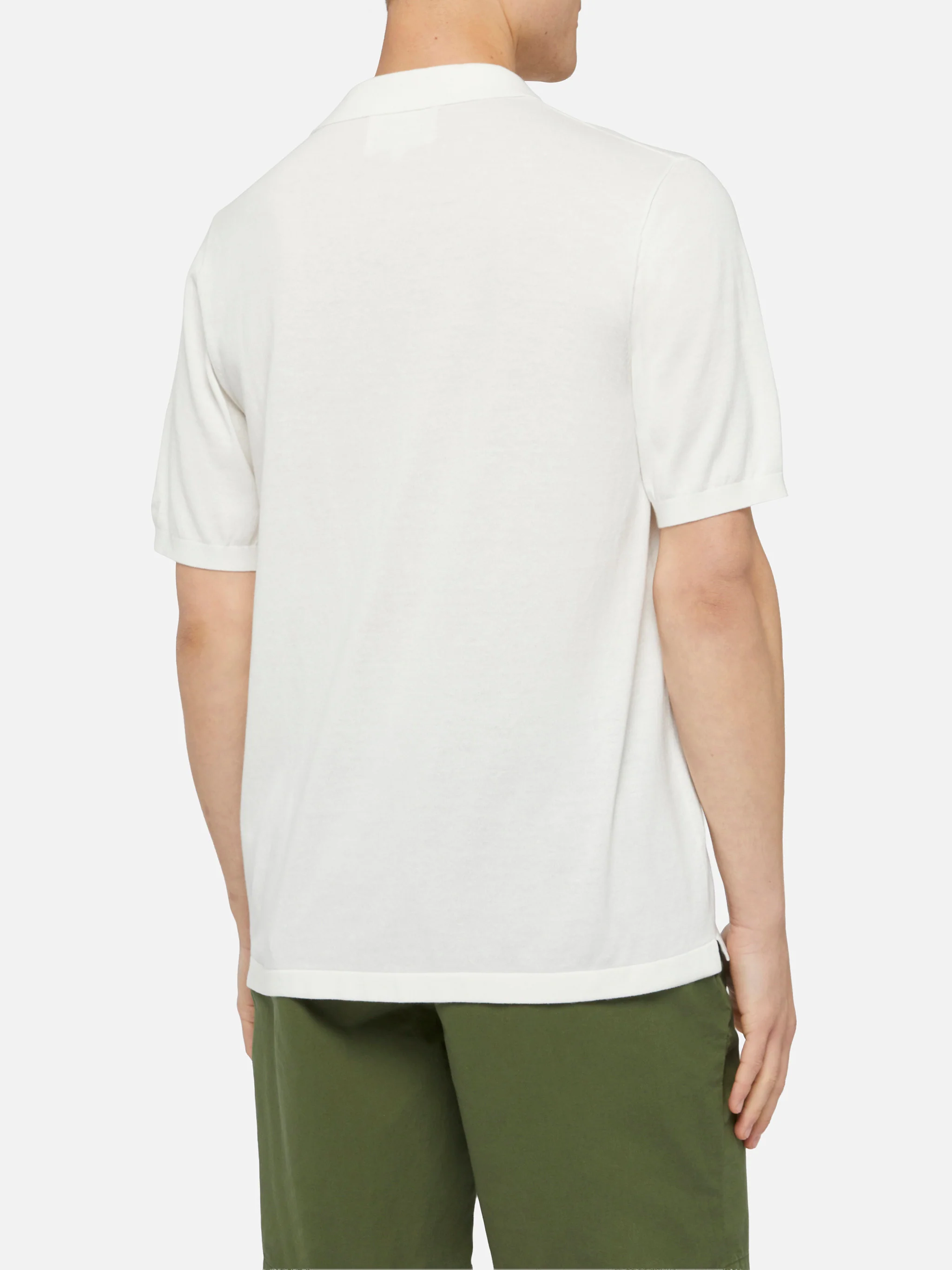 Sloan white buttonless knitted polo shirt - Image 4