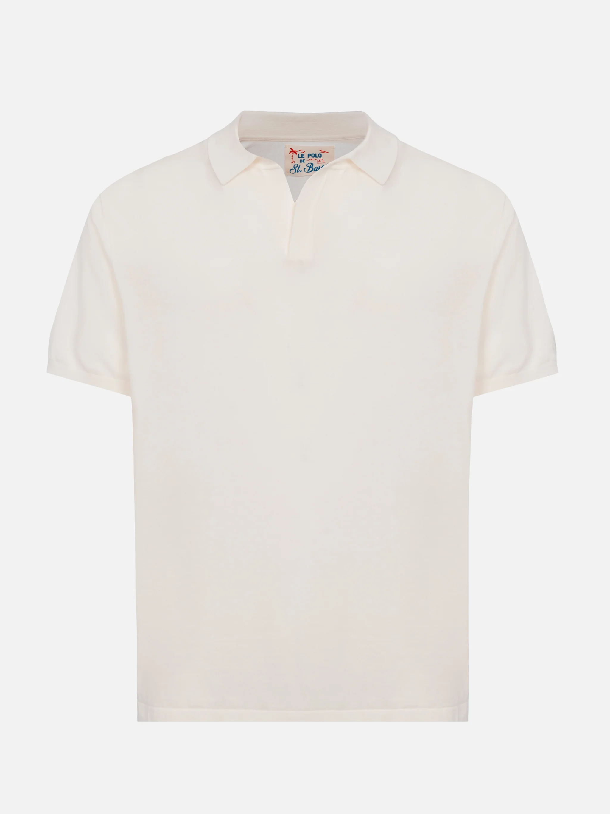 Sloan white buttonless knitted polo shirt - Image 5
