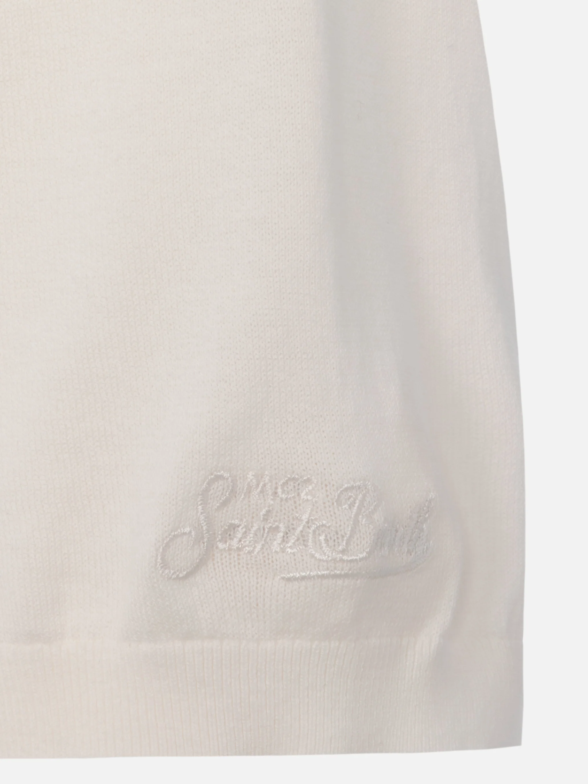 Sloan white buttonless knitted polo shirt - Image 8