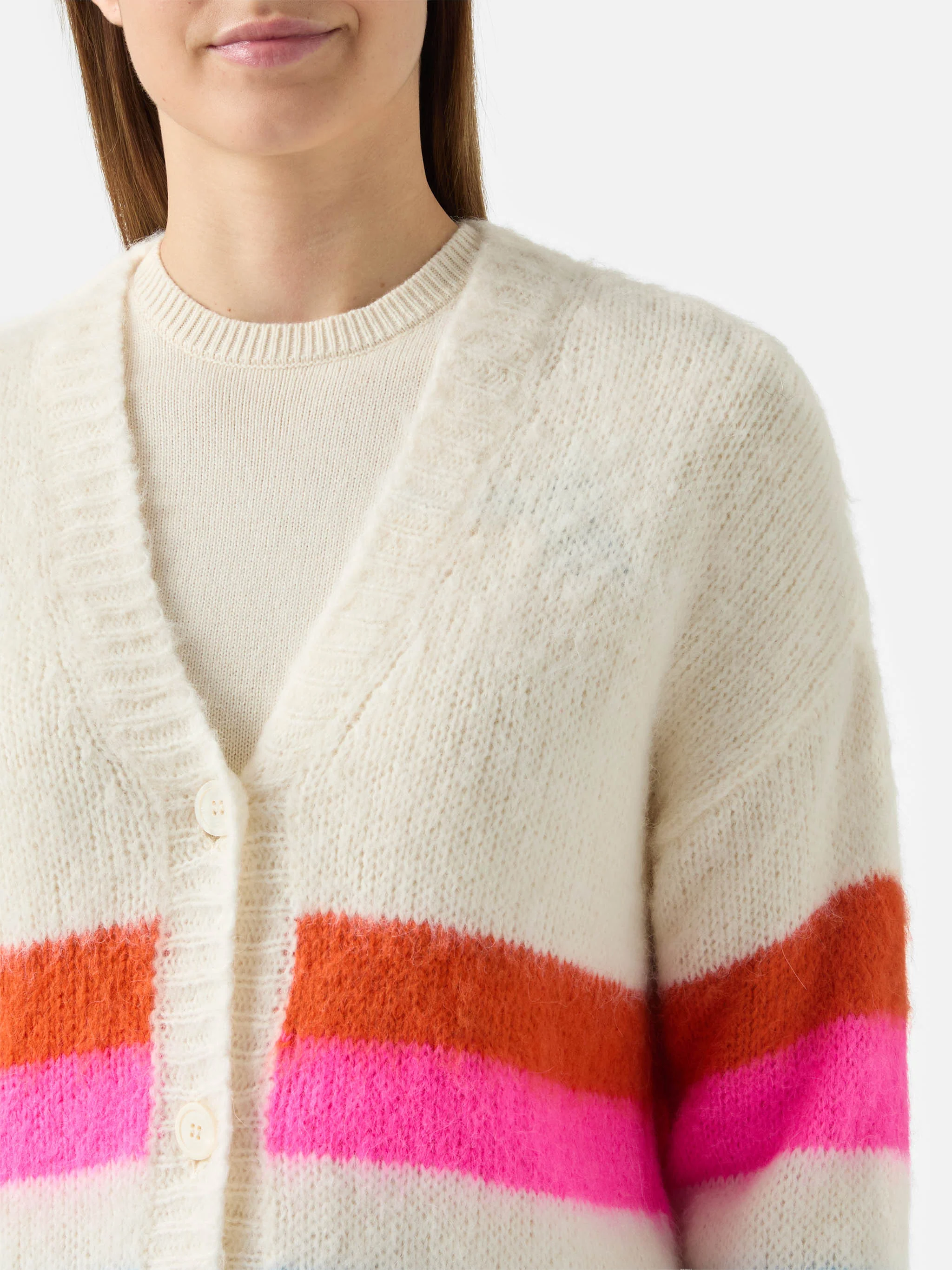 Soft brushed multicolor striped cardigan Chloe - Image 2