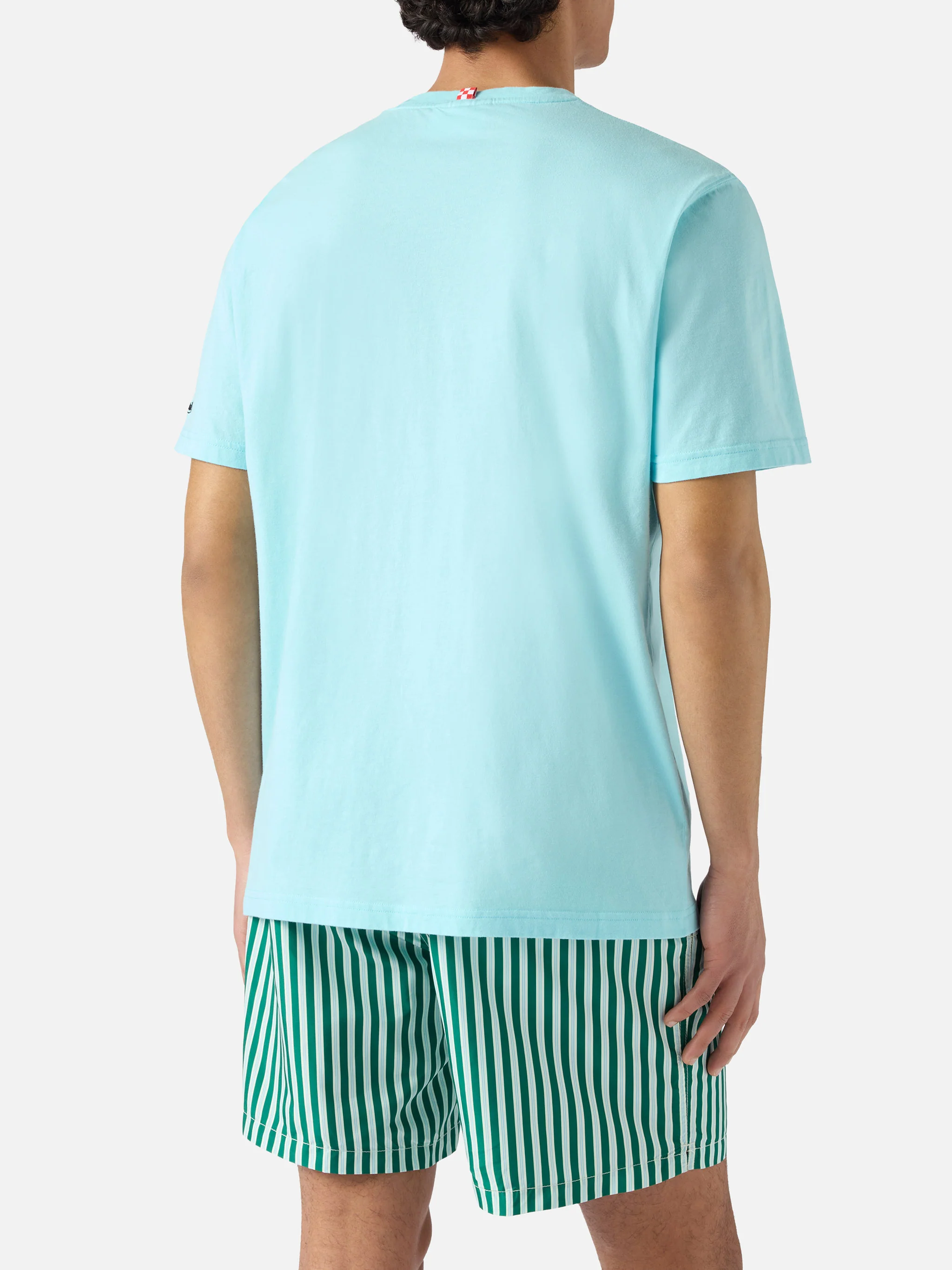 Soft turquoise Portofino T-shirt with Pand'à Ar Mare embroidery | Special Edition - Image 4