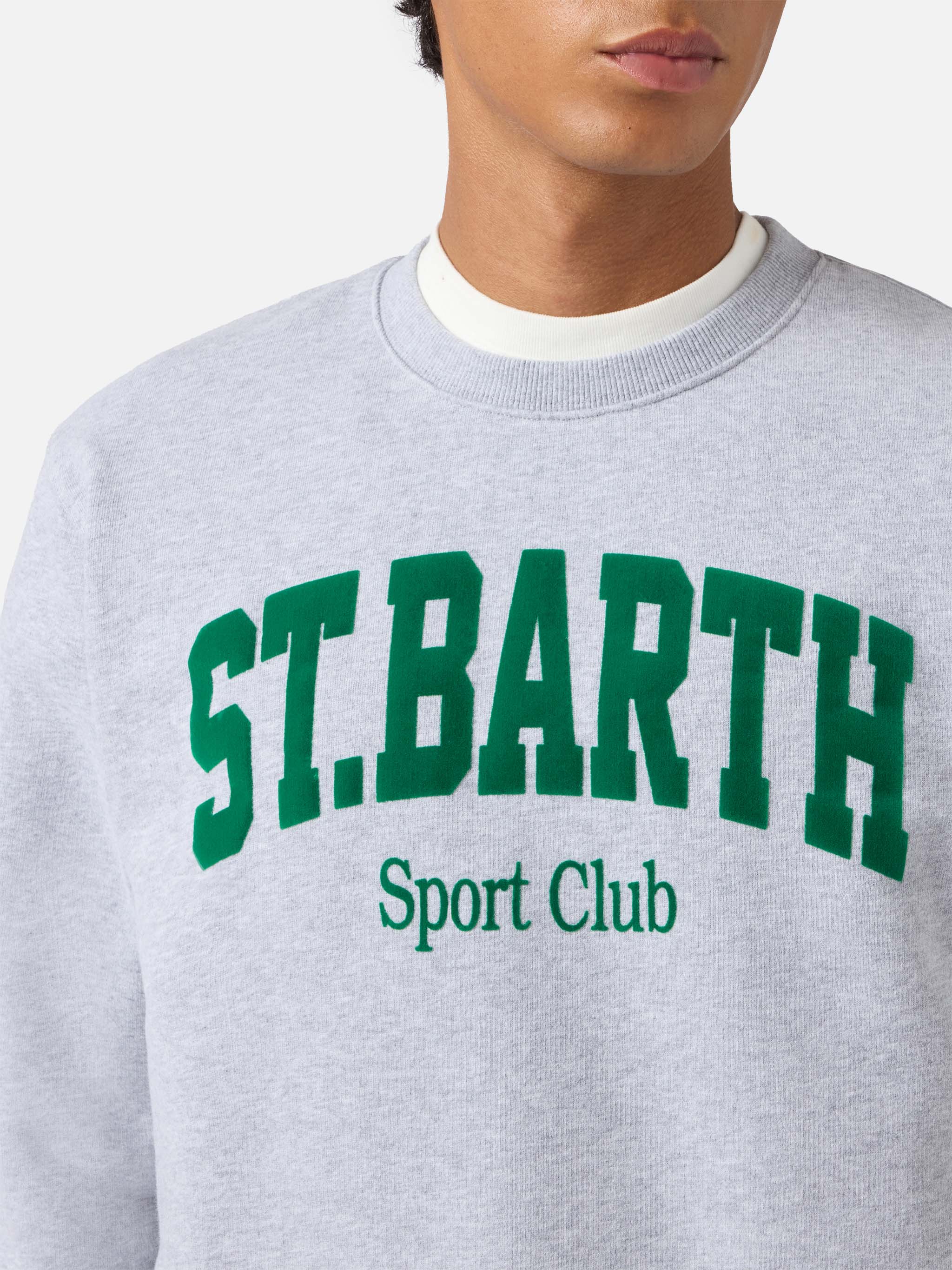 Soho cotton sweatshirt in grey melange with flock St. Barth Sport Club print - Image 2