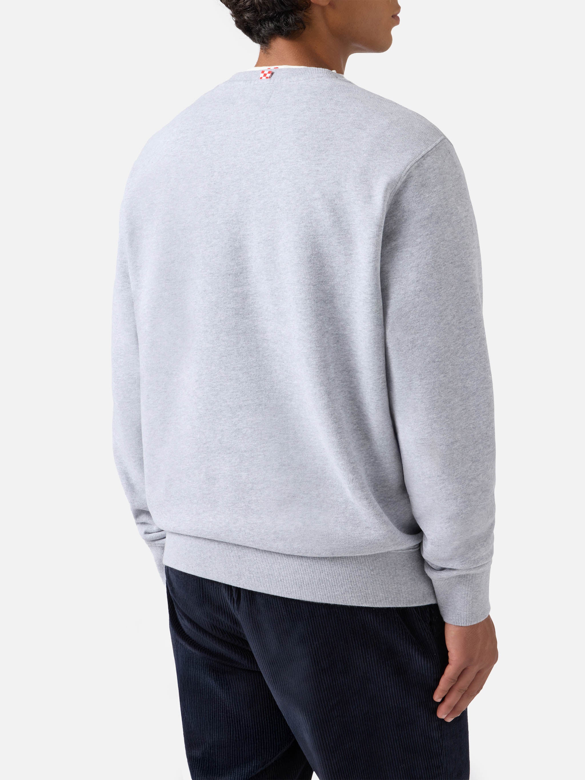 Soho cotton sweatshirt in grey melange with flock St. Barth Sport Club print - Image 3