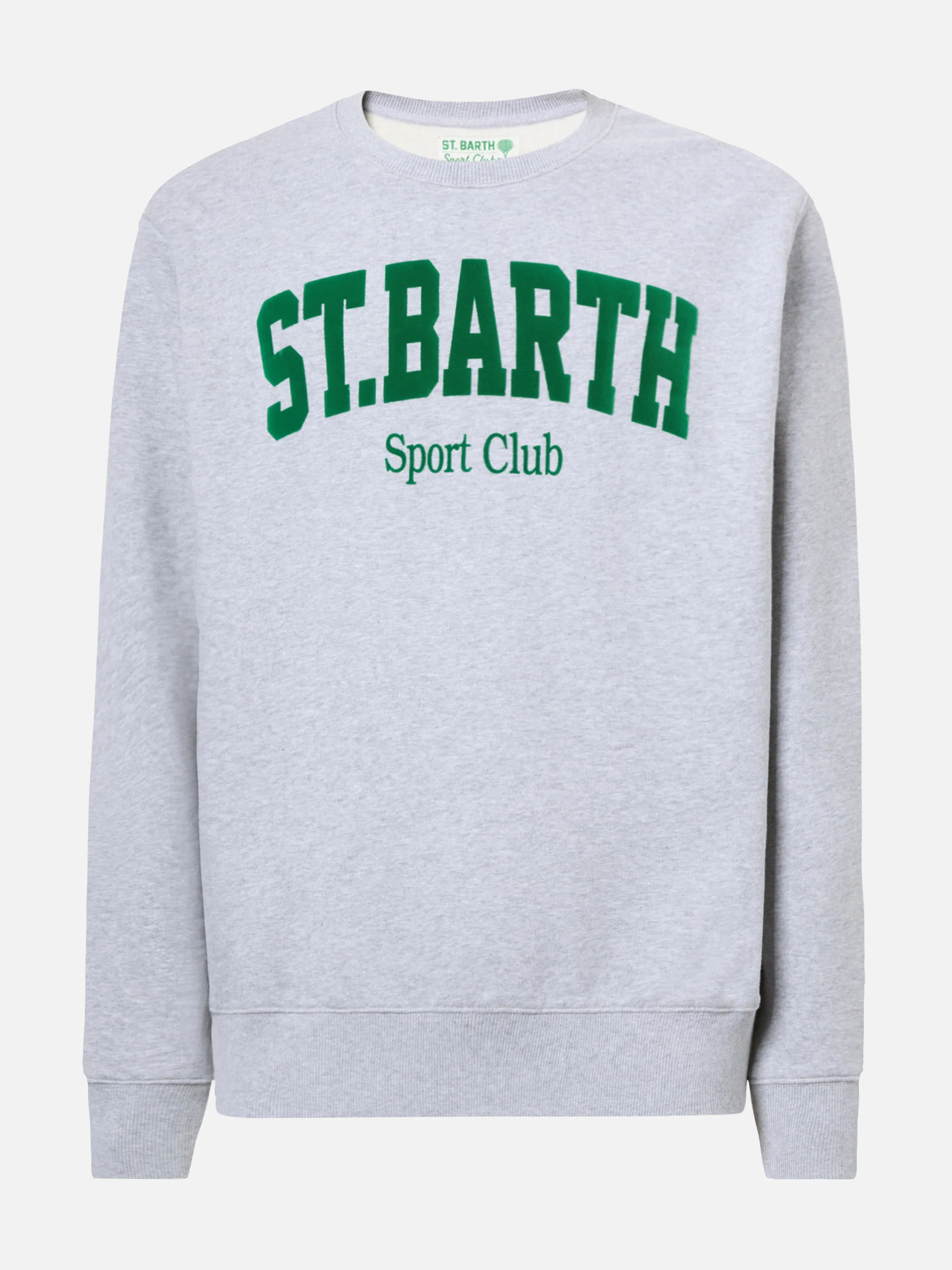 Soho cotton sweatshirt in grey melange with flock St. Barth Sport Club print - Image 4