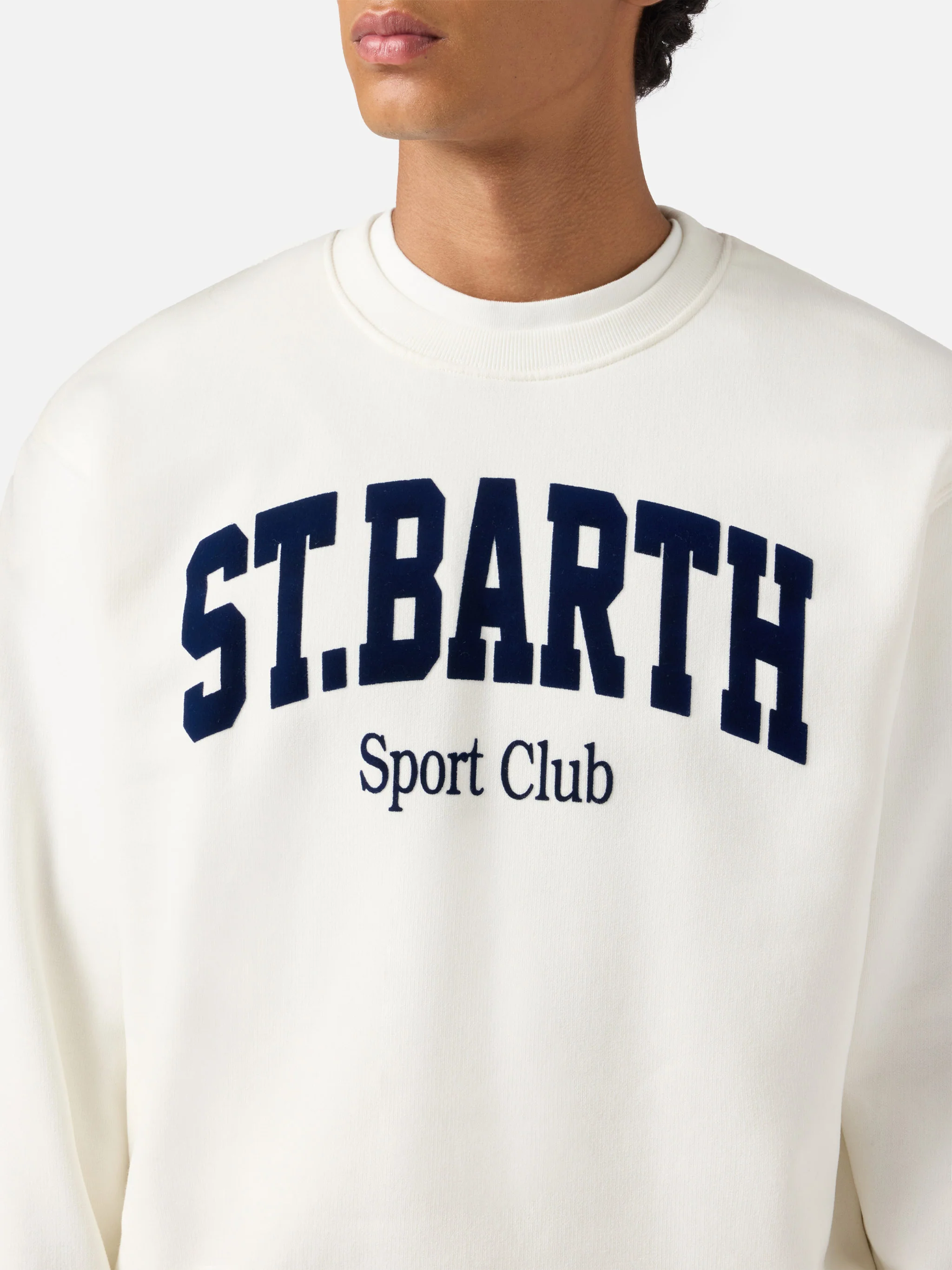 Soho cotton sweatshirt in white with flock St. Barth Sport Club print - Image 2