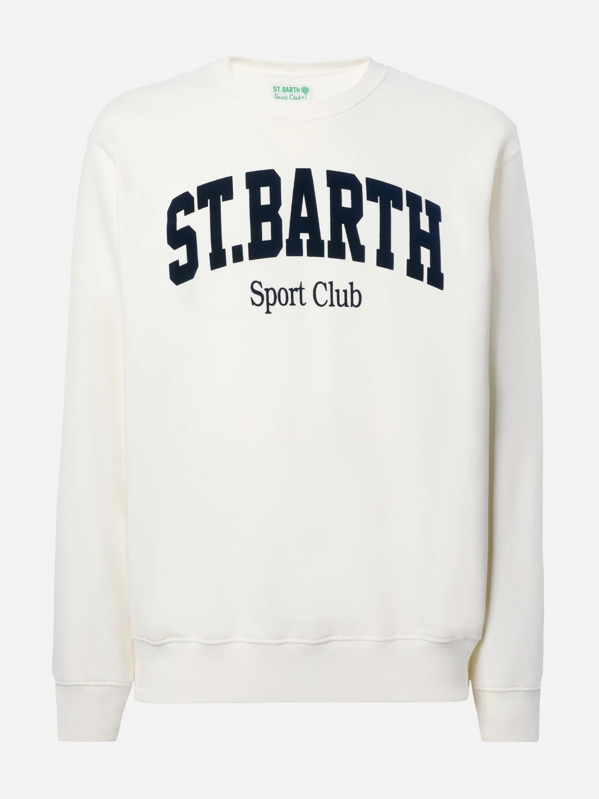 Soho cotton sweatshirt in white with flock St. Barth Sport Club print - Image 4